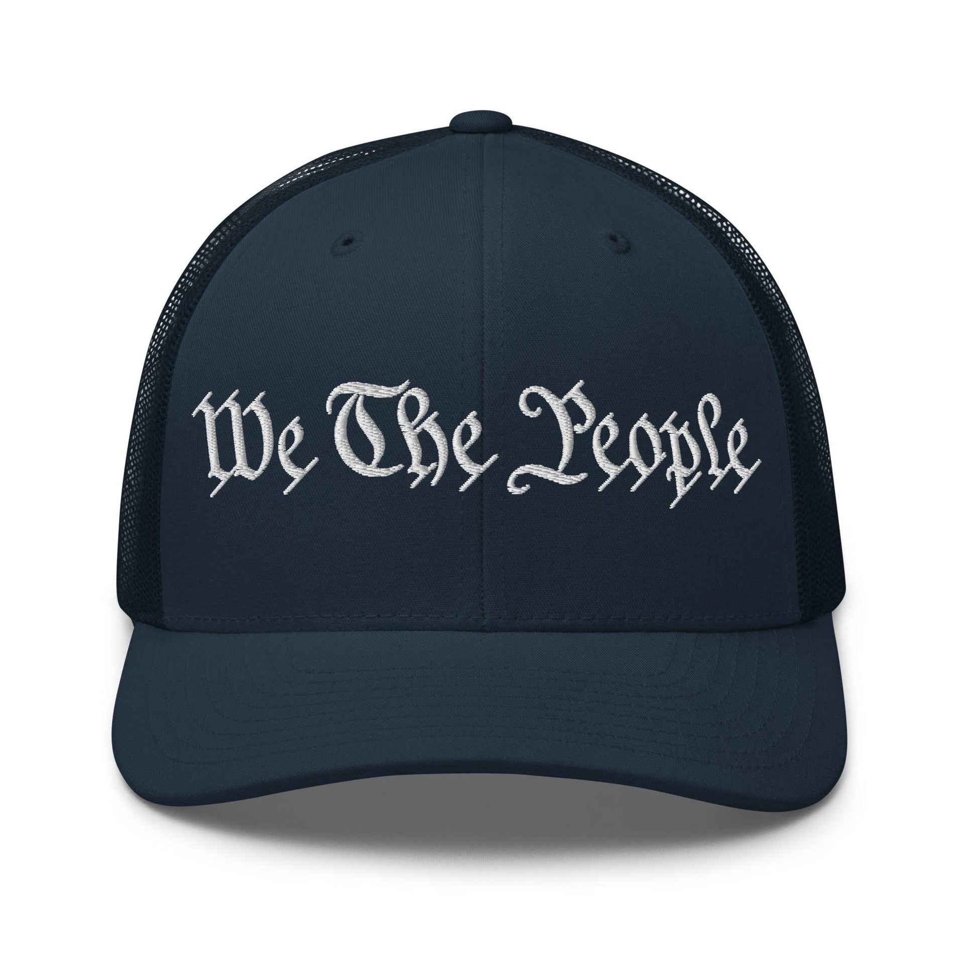 We The People Embroidered Mesh Trucker Hat Navy Capital Crowns Conservative Trucker Hats