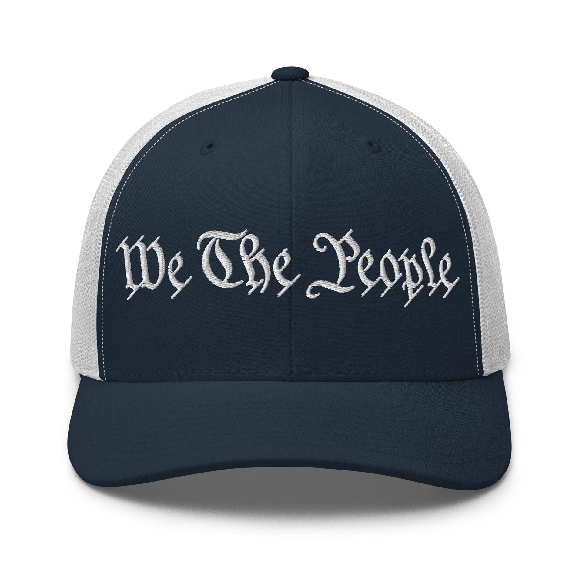 We The People Embroidered Mesh Trucker Hat Navy White Capital Crowns Conservative Trucker Hats