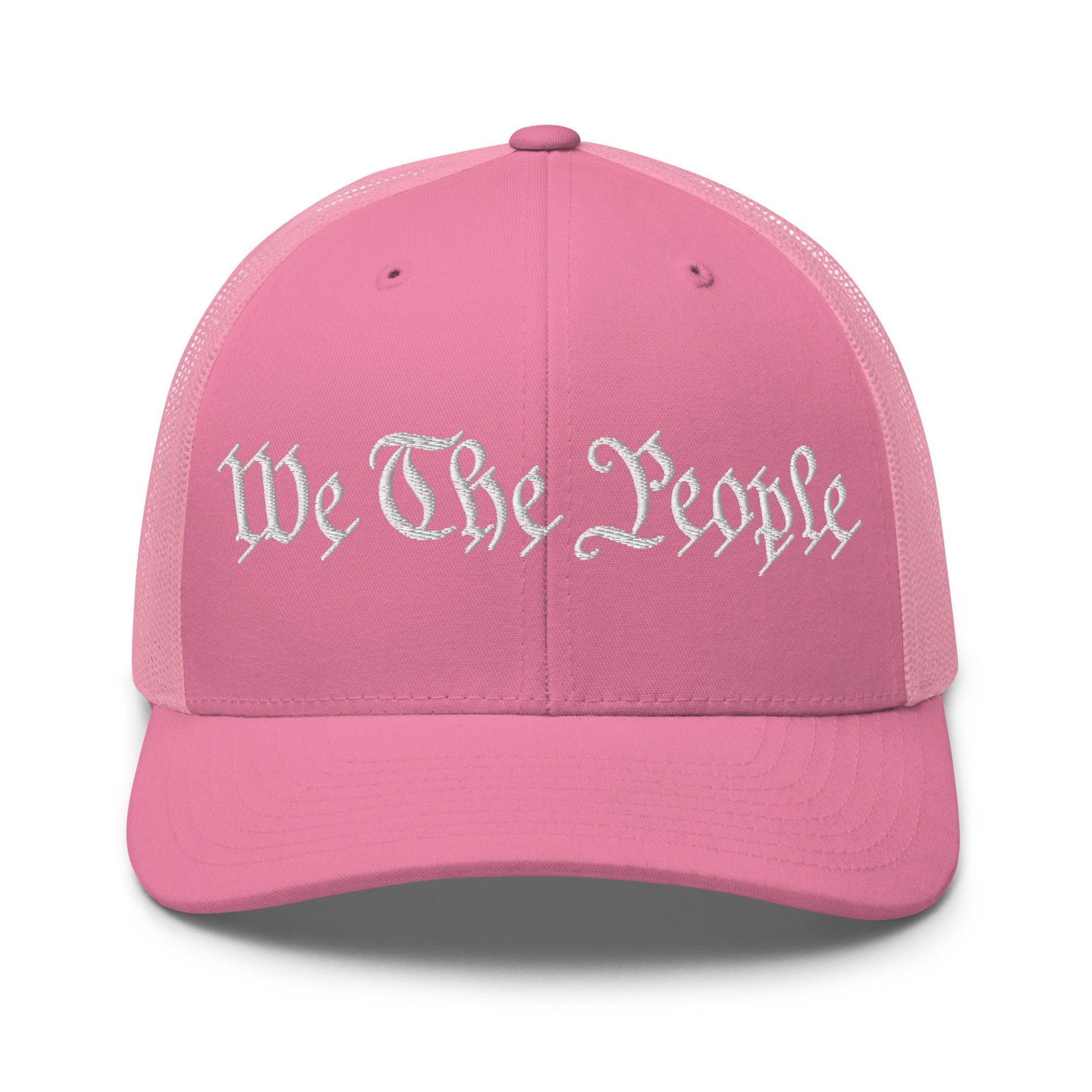 We The People Embroidered Mesh Trucker Hat Pink Capital Crowns Conservative Trucker Hats