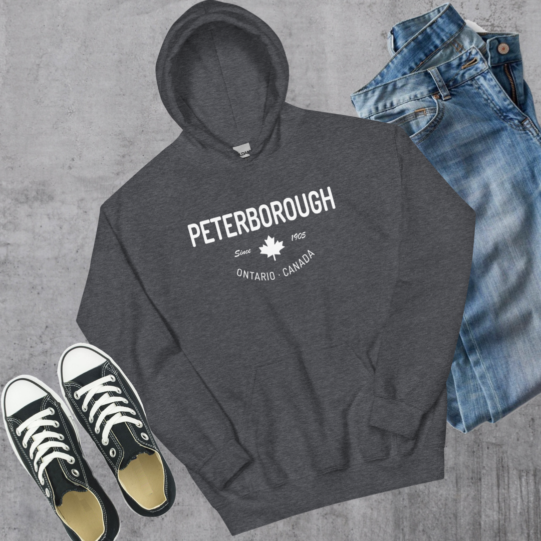 Peterborough Since 1905 Hoodie Dark Heather Canadian City Apparel