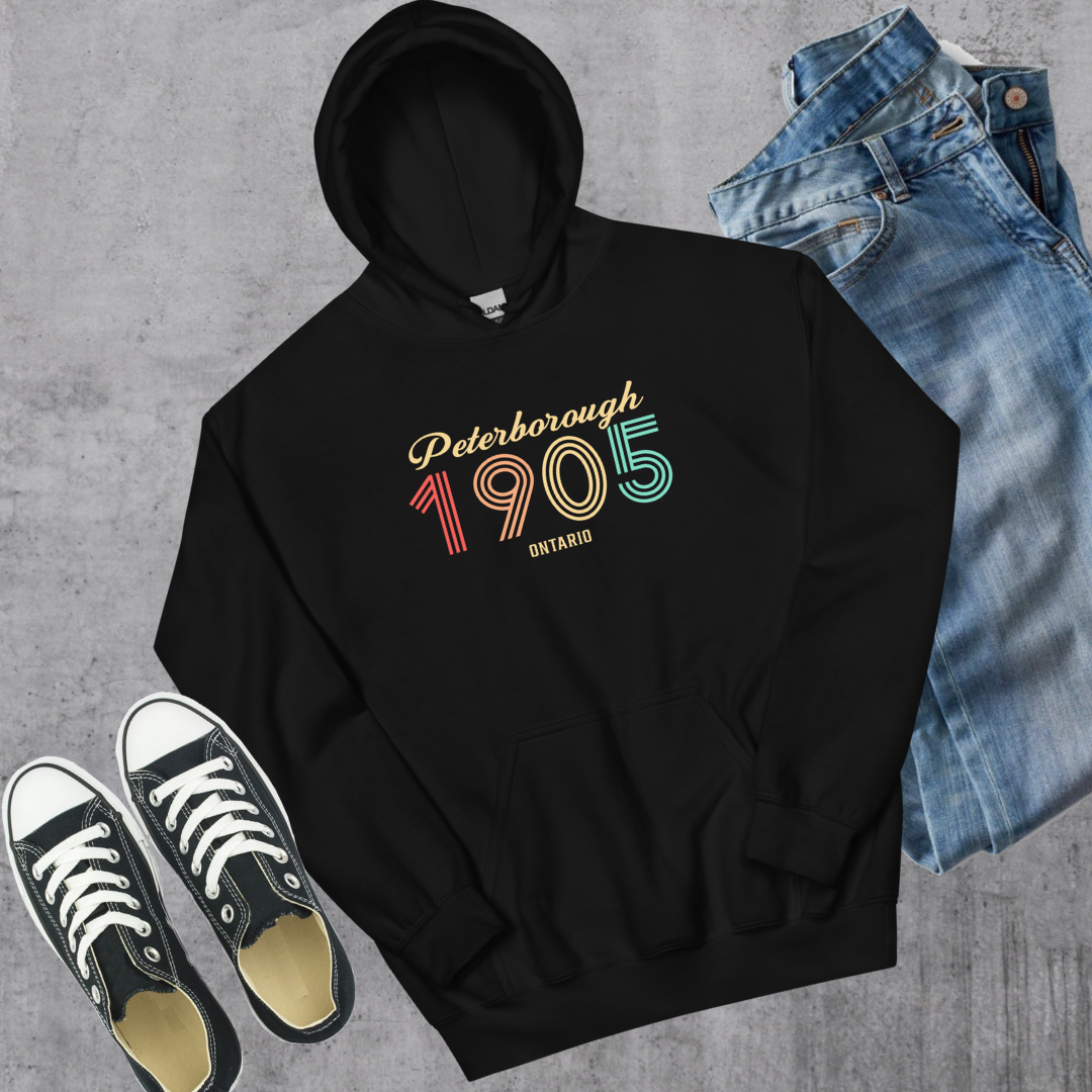 Peterborough Vintage Hoodie Black Canadian City Apparel
