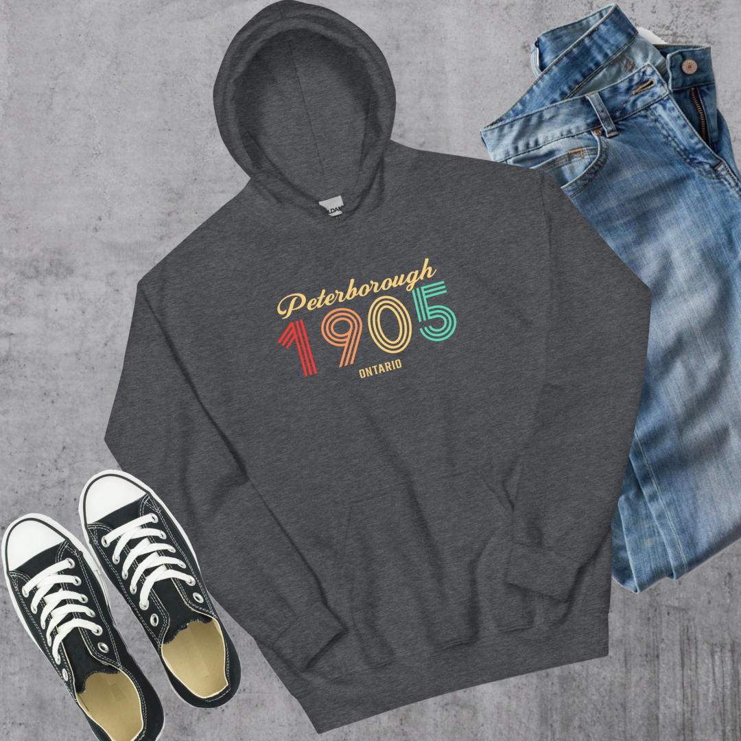 Peterborough Vintage Hoodie Dark Heather Canadian City Apparel