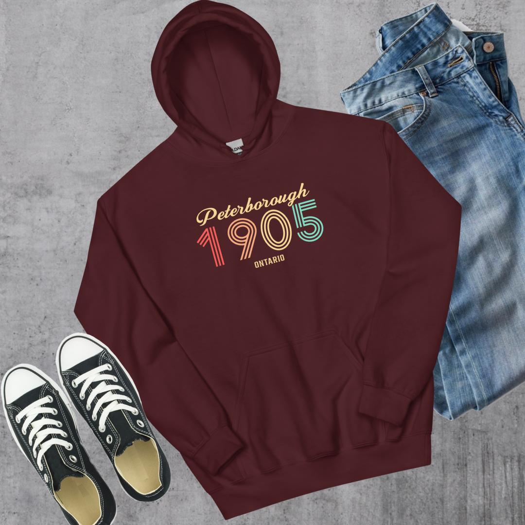 Peterborough Vintage Hoodie Maroon Canadian City Apparel