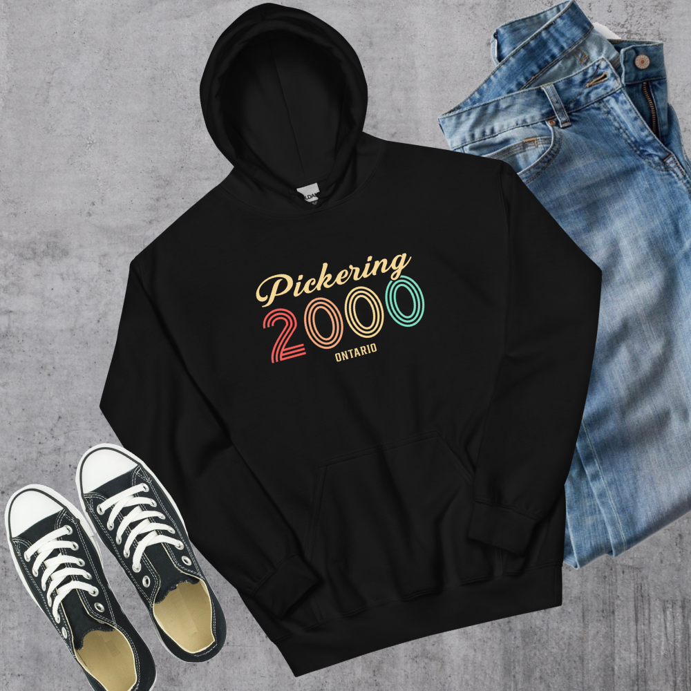 Pickering Vintage Hoodie Black Canadian City Apparel