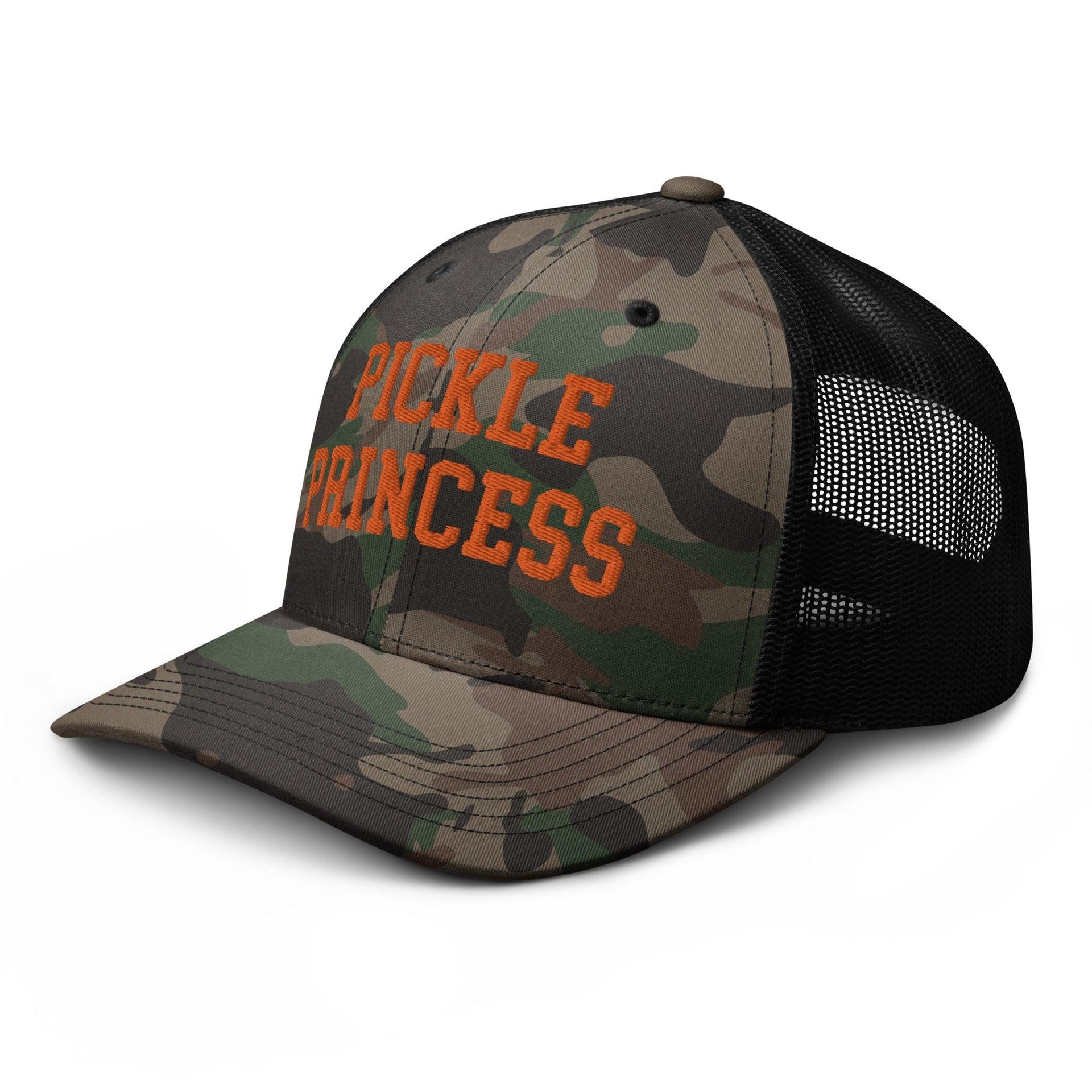 Pickle Princess Camo Trucker Hat Orange Capital Crowns Funny Orange Camo Trucker Hats