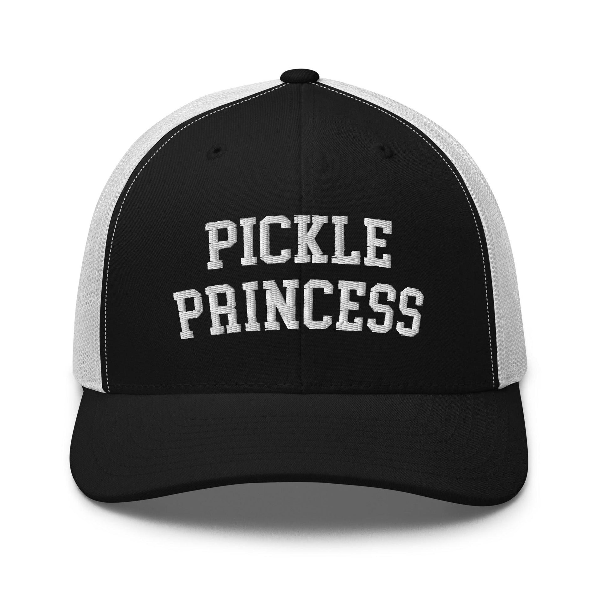 Pickle Princess Retro Trucker Hat Black White Capital Crowns Funny Trucker Hats