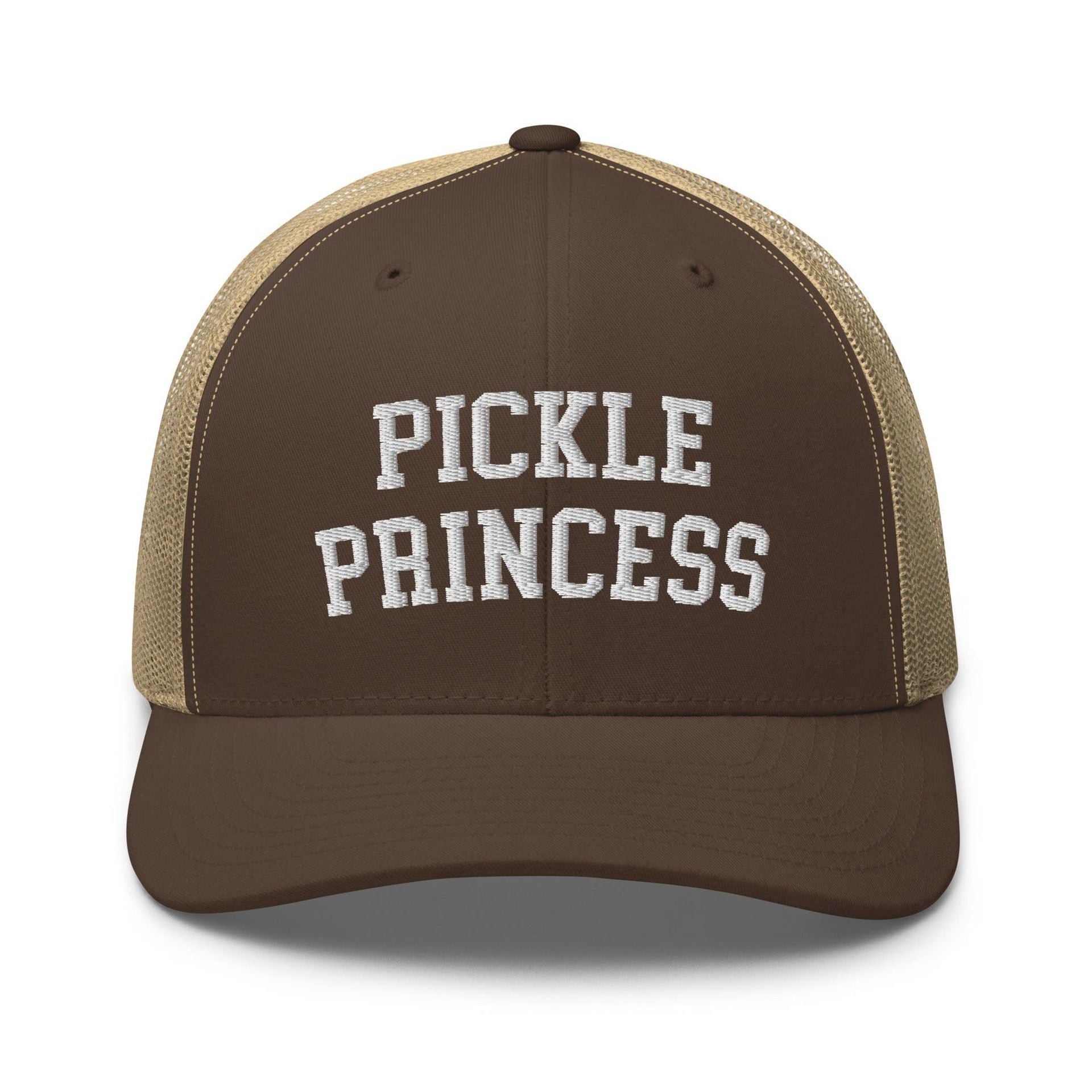 Pickle Princess Retro Trucker Hat Brown Khaki Capital Crowns Funny Trucker Hats