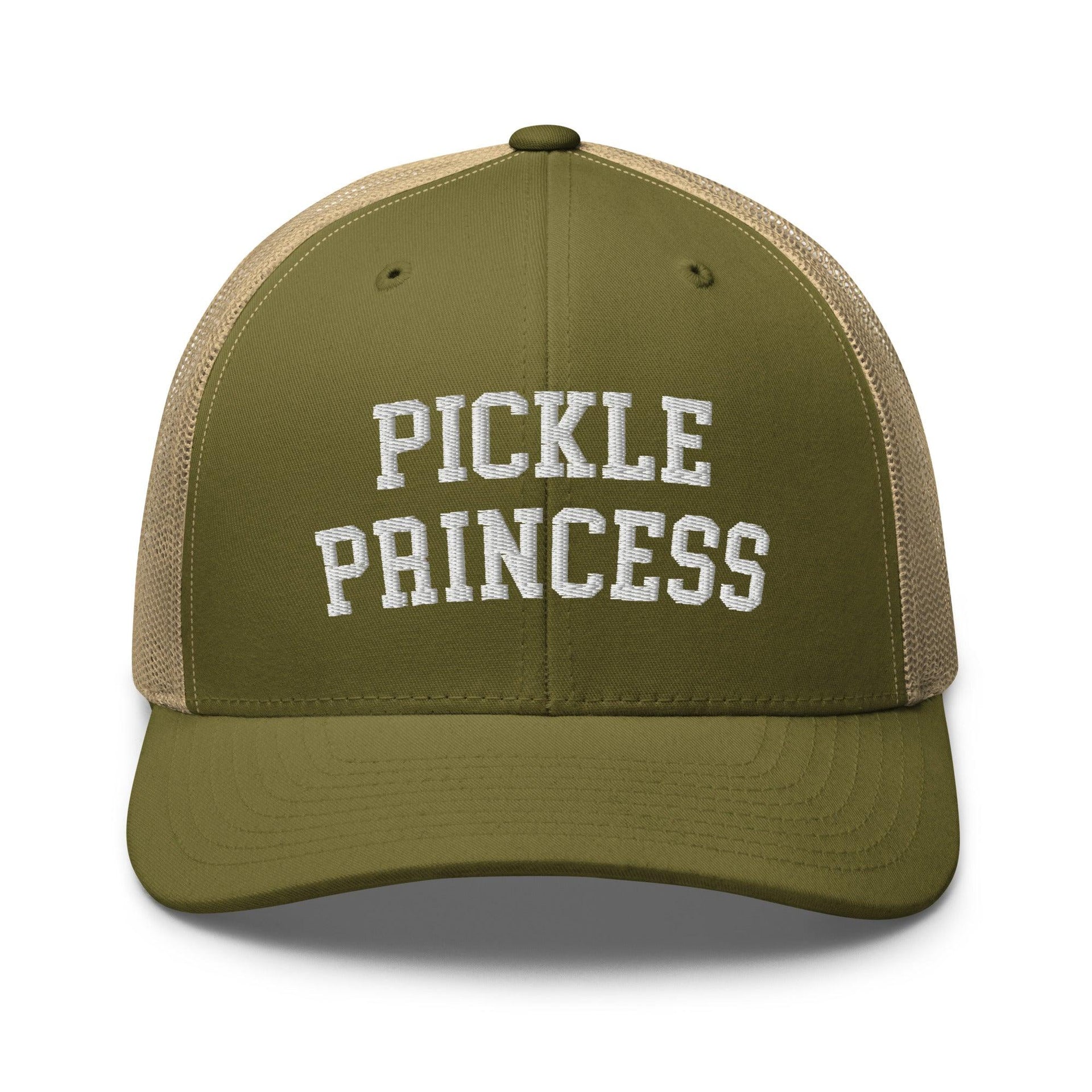 Pickle Princess Retro Trucker Hat Moss Khaki Capital Crowns Funny Trucker Hats