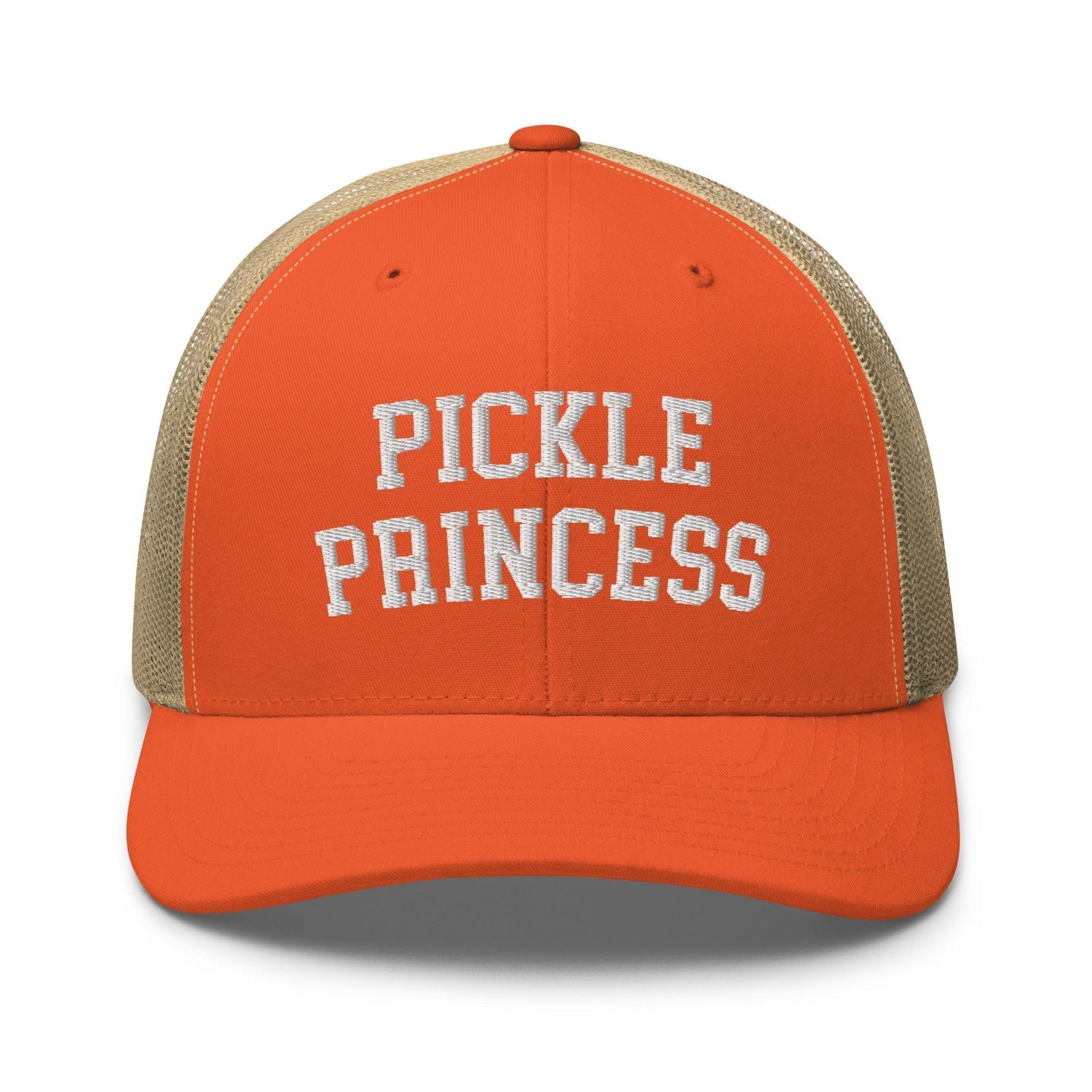 Pickle Princess Retro Trucker Hat Rustic Orange Khaki Capital Crowns Funny Trucker Hats