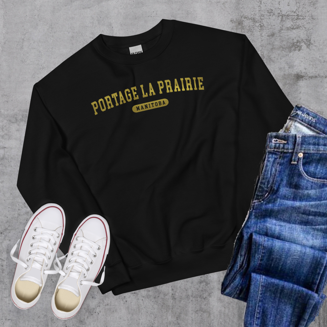 Portage la Prairie College Gold Crewneck Canadian City Apparel