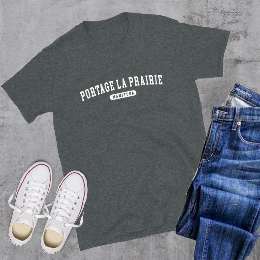 Portage la Prairie College Tee Dark Heather Canadian City Apparel