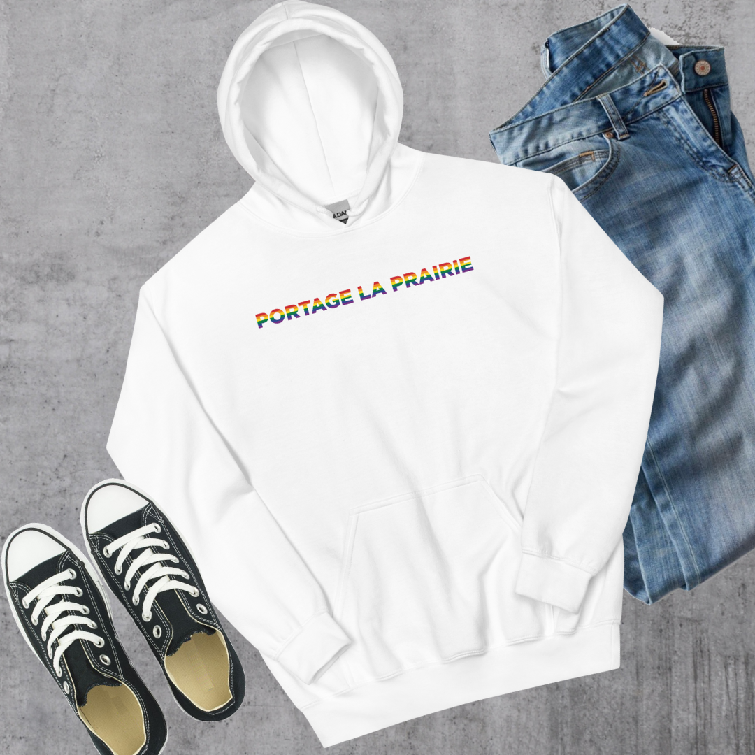 Portage la Prairie Pride Hoodie White Canadian City Apparel