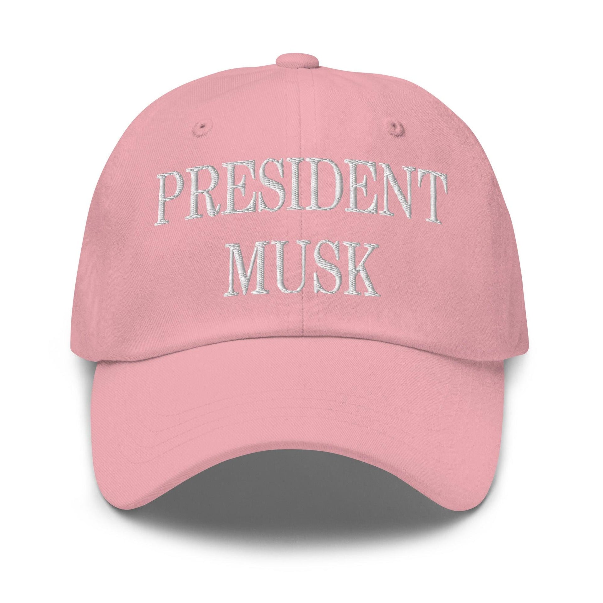President Musk Embroidered Dad Hat Pink Capital Crowns Conservative Dad Hats
