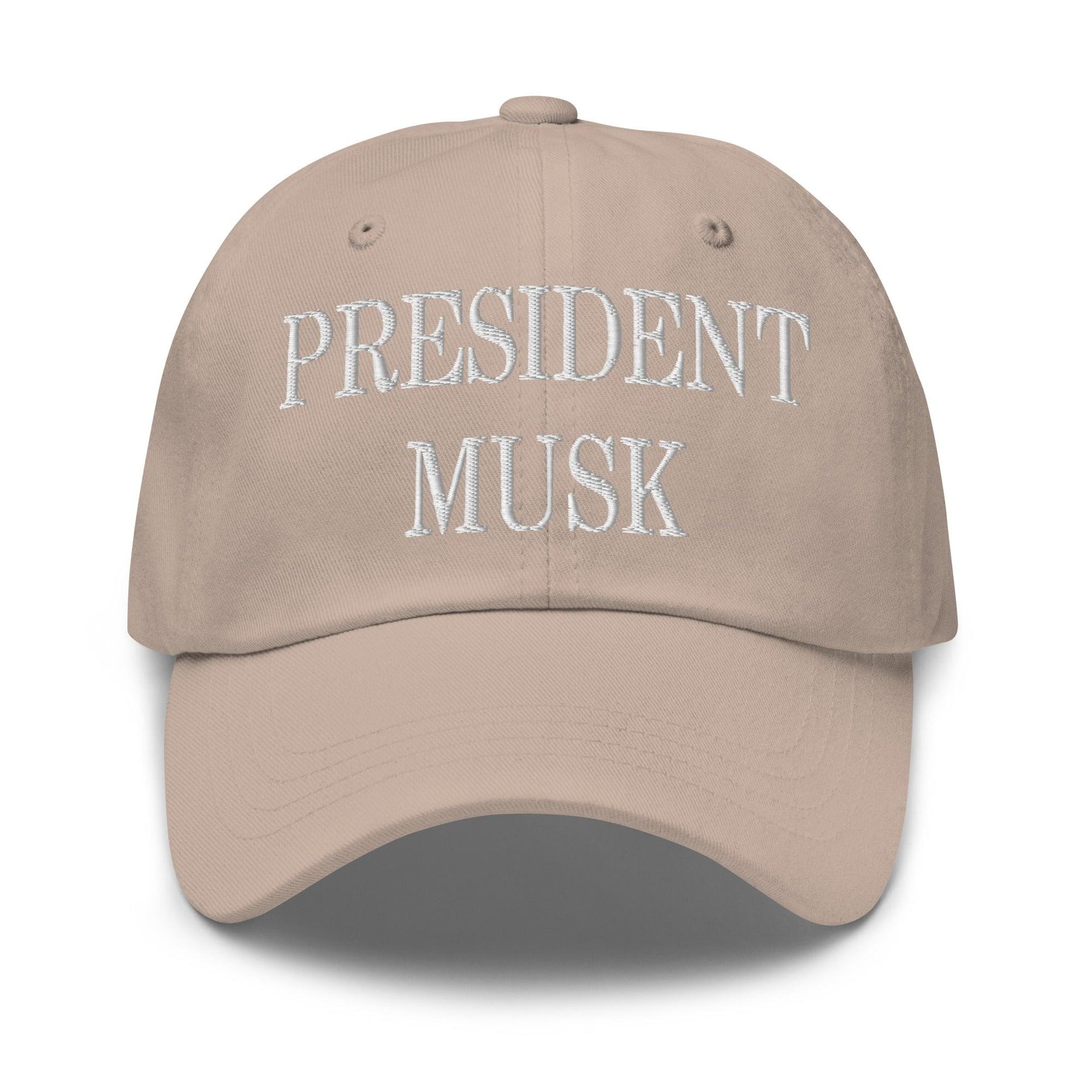 President Musk Embroidered Dad Hat Stone Capital Crowns Conservative Dad Hats