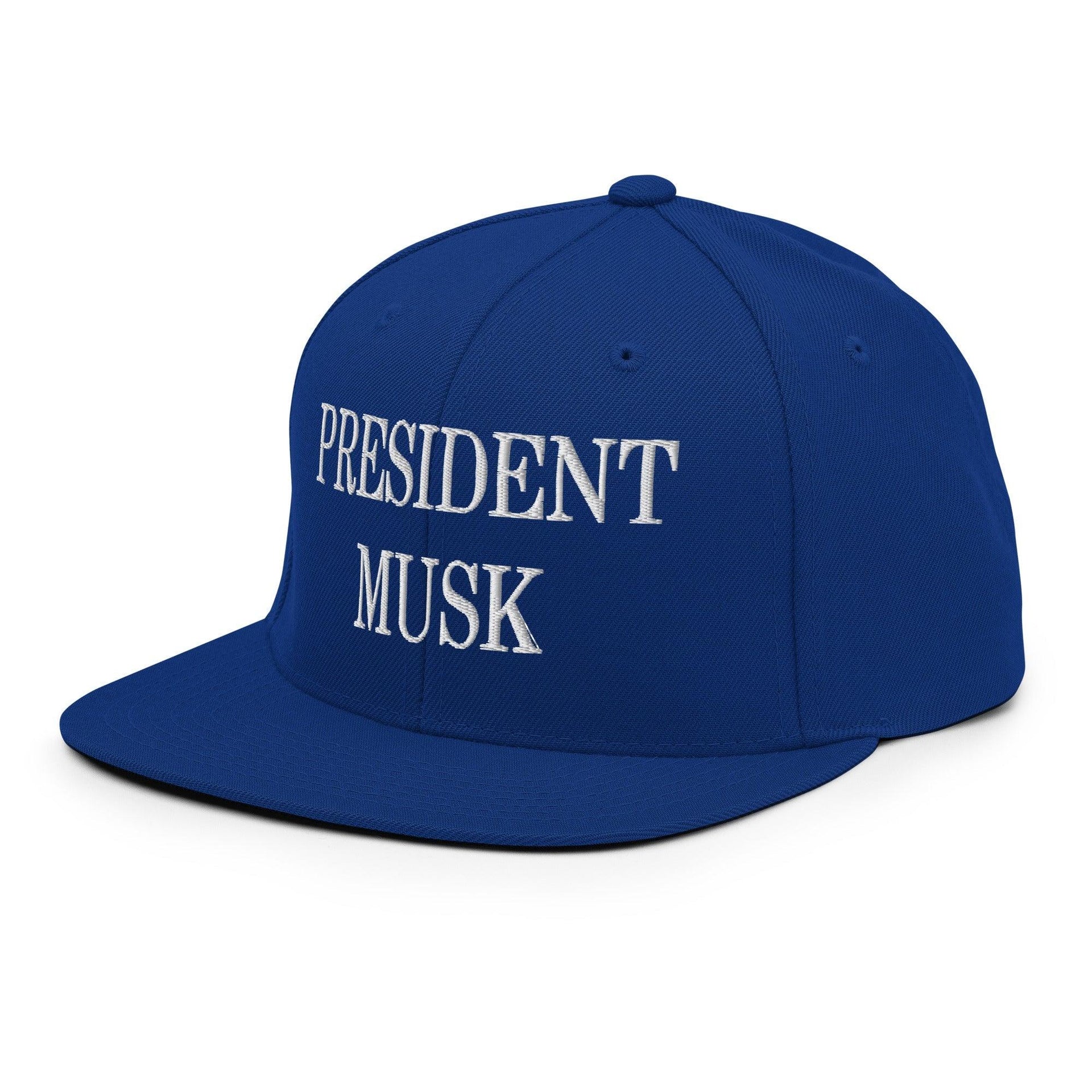 President Musk Embroidered Flat Bill Brim Snapback Hat Capital Crowns Conservative Snapback Hats