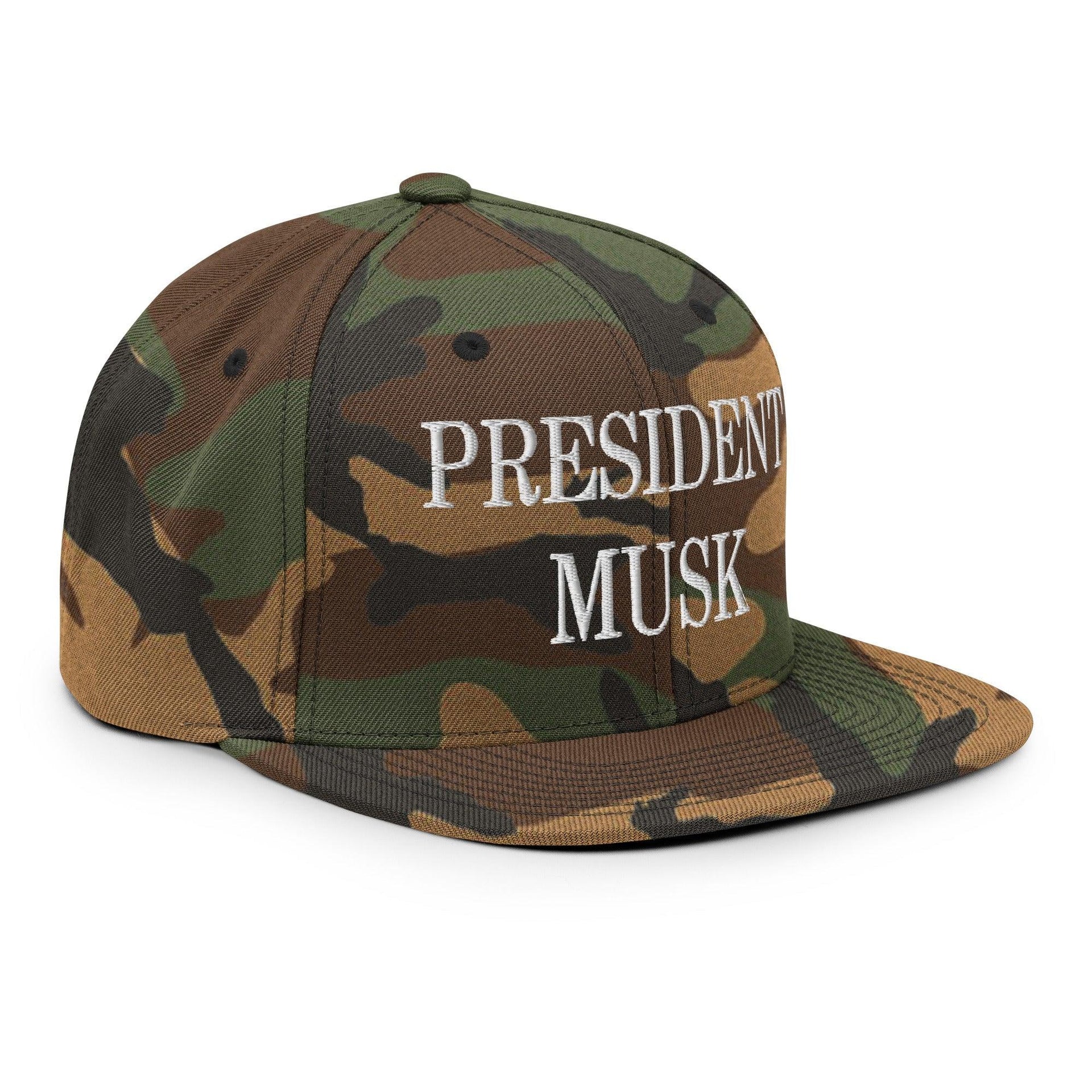 President Musk Embroidered Flat Bill Brim Snapback Hat Capital Crowns Conservative Snapback Hats