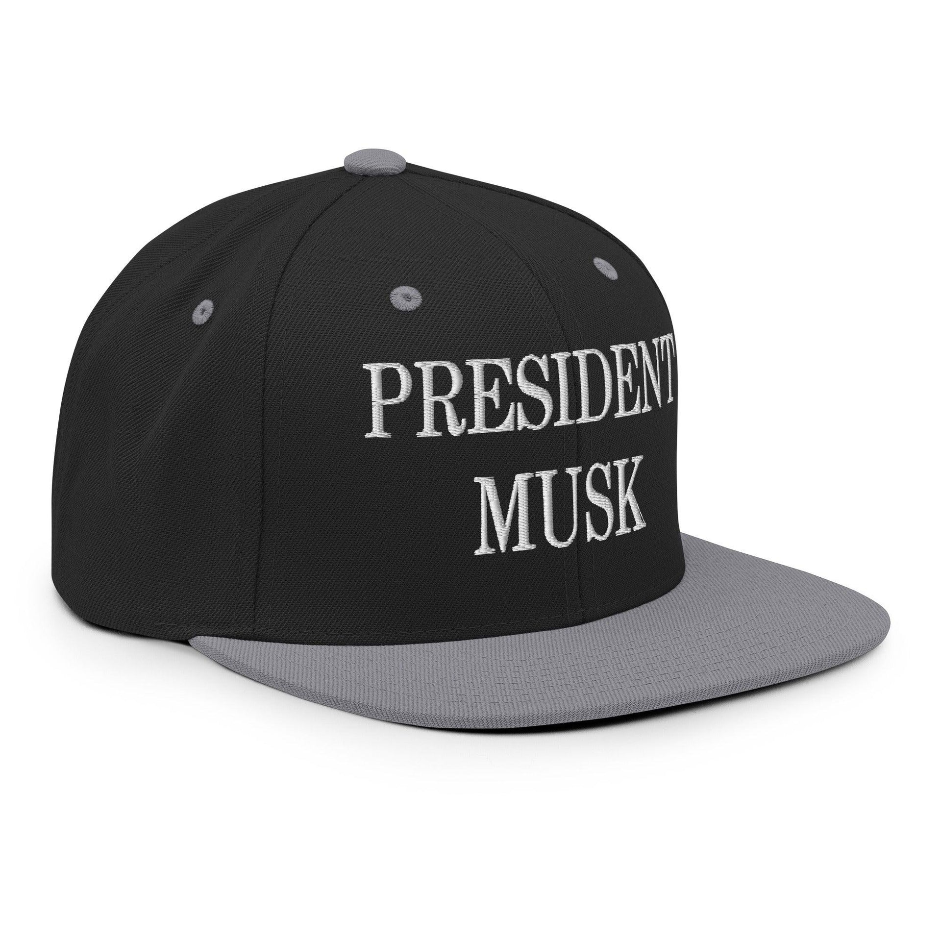 President Musk Embroidered Flat Bill Brim Snapback Hat Capital Crowns Conservative Snapback Hats