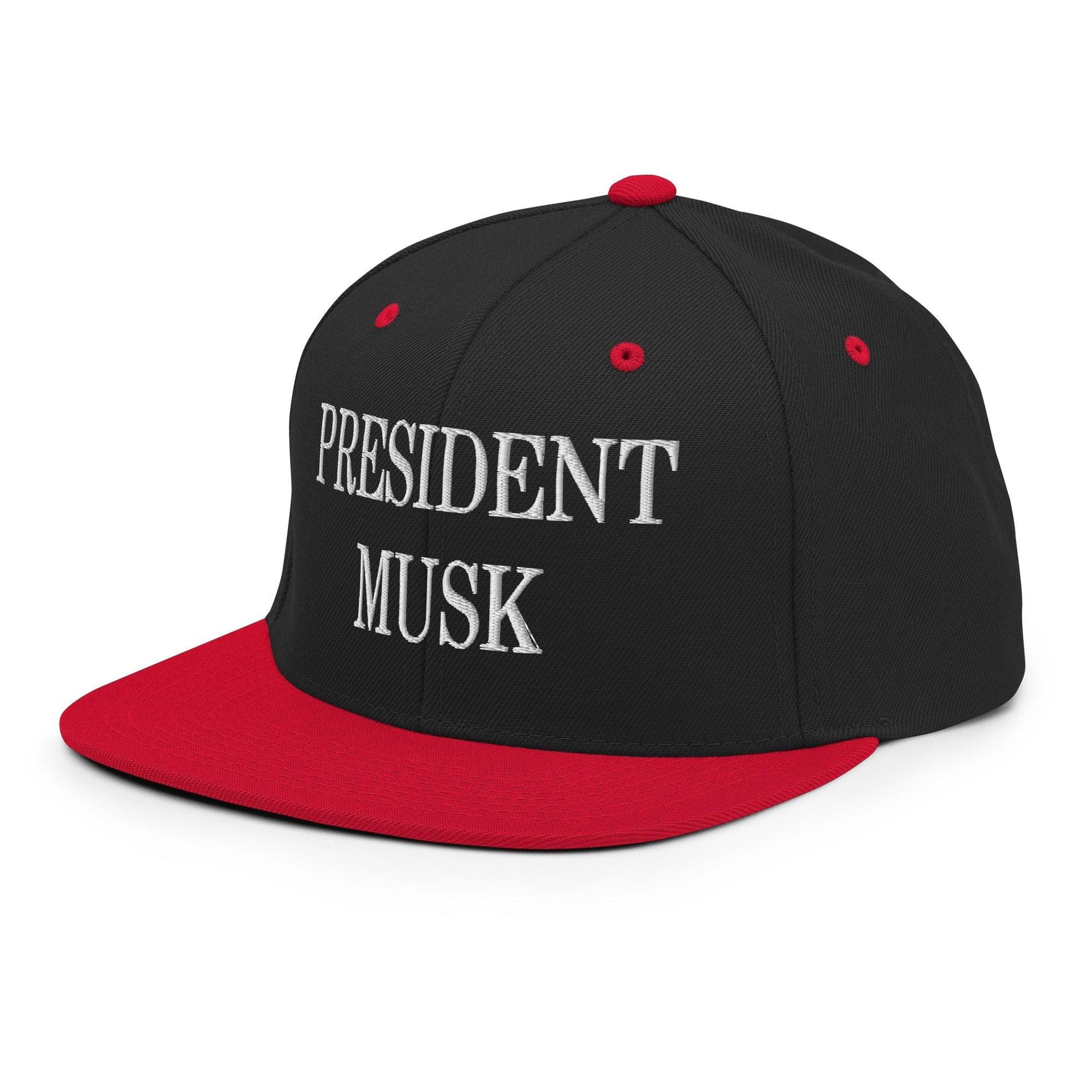 President Musk Embroidered Flat Bill Brim Snapback Hat Capital Crowns Conservative Snapback Hats