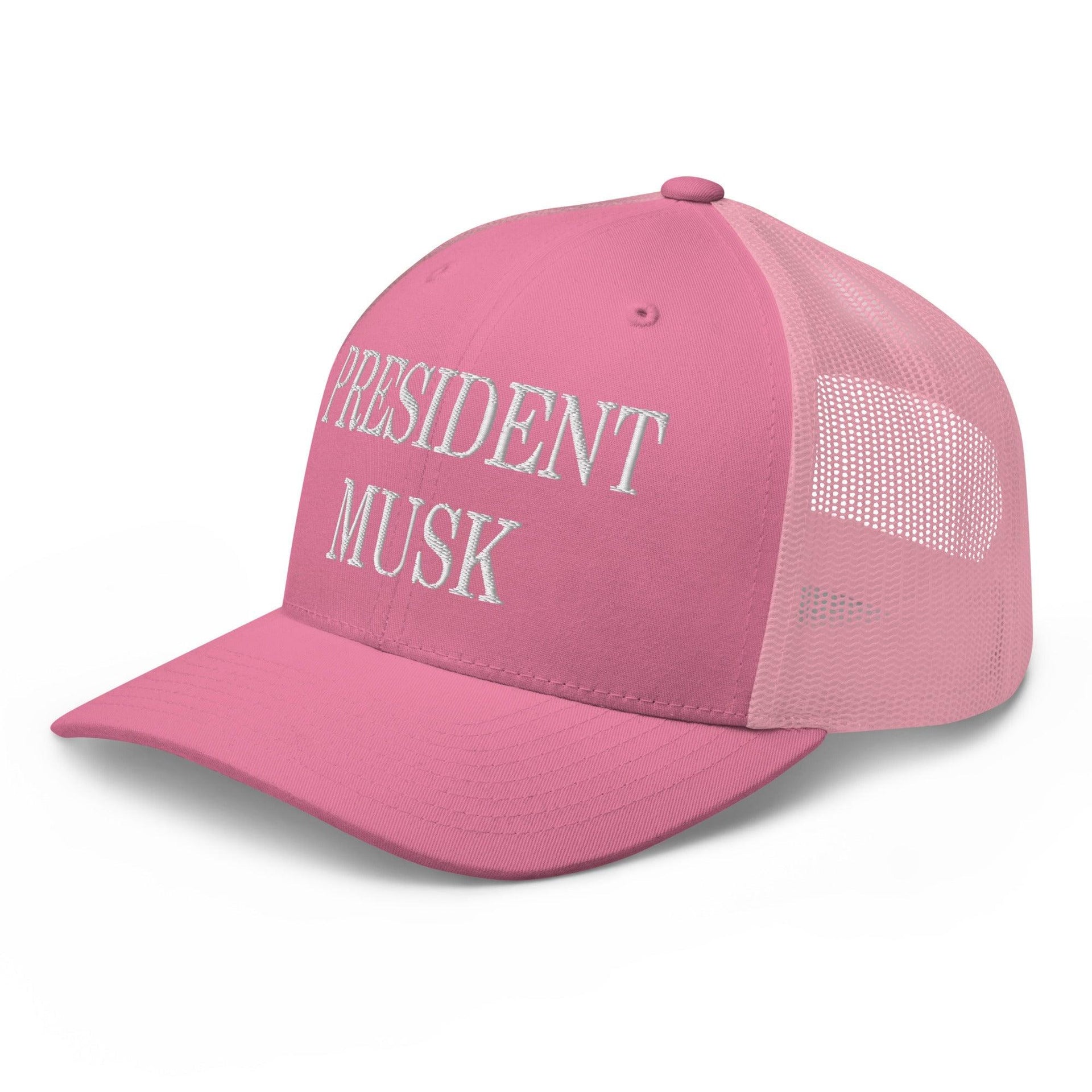 President Musk Embroidered Mesh Trucker Hat Capital Crowns Conservative Trucker Hats