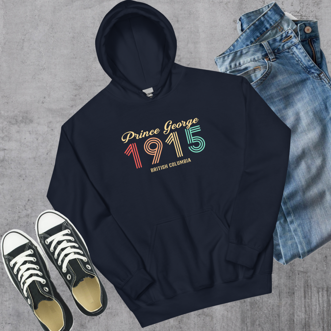 Prince George Vintage Hoodie Navy Canadian City Apparel