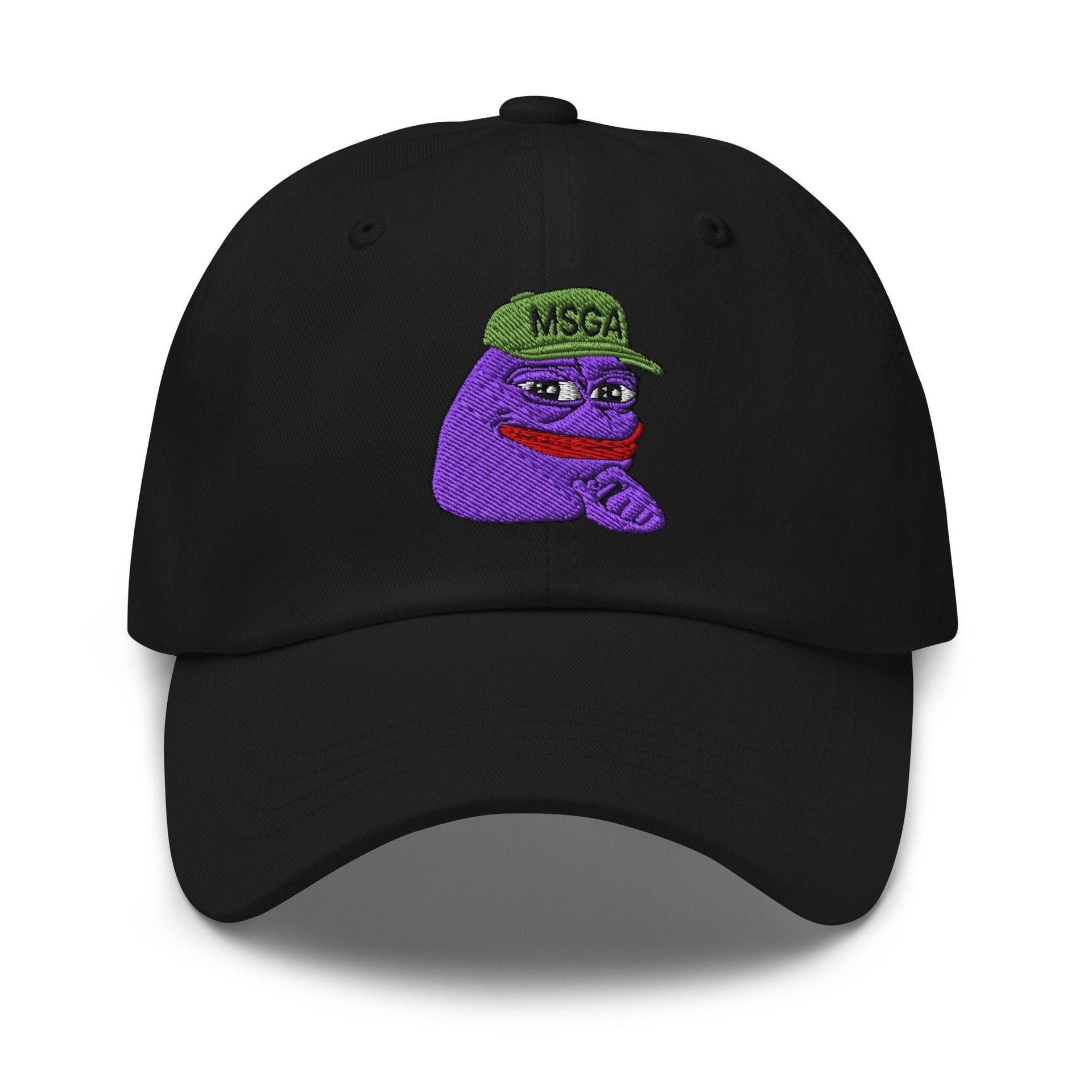 $PURPE Purple Pepe Embroidered Dad Hat Black Capital Crowns Crypto Dad Hats Funny hat