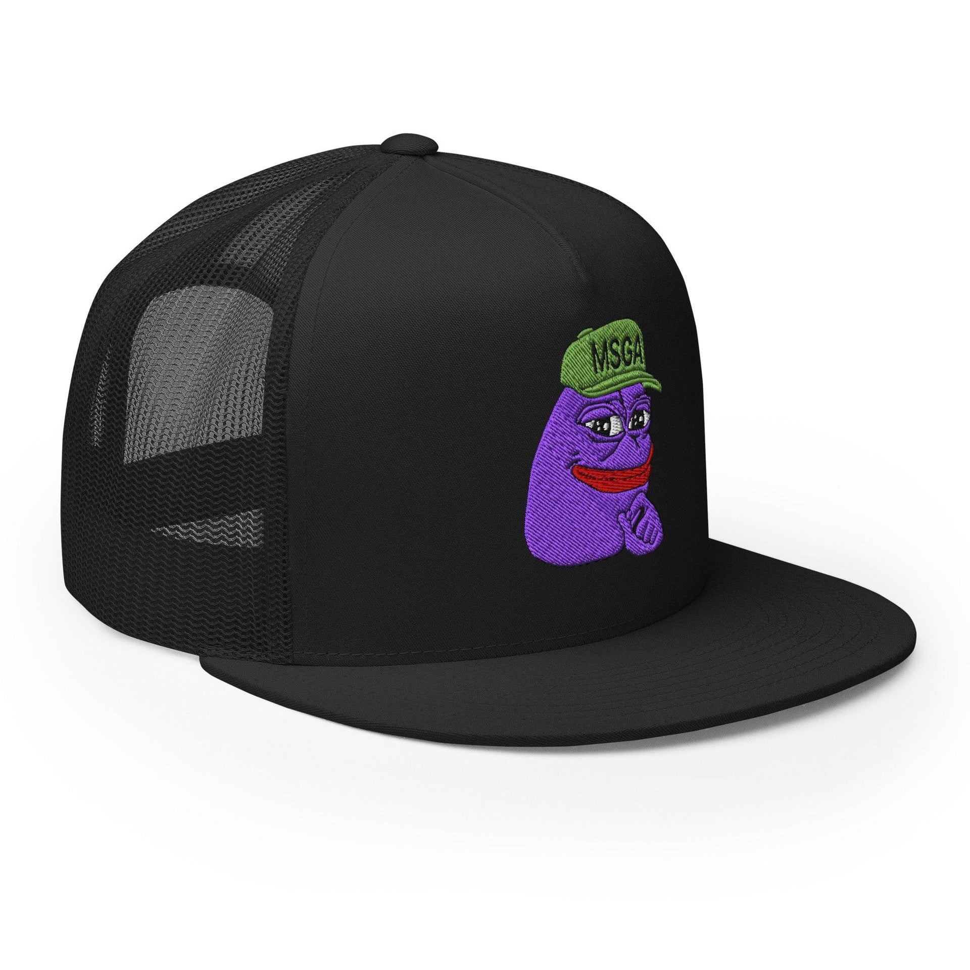 $PURPE Purple Pepe Embroidered Flat Bill Brim Mesh Trucker Hat Crypto Funny Snapback Hats Trucker Hats