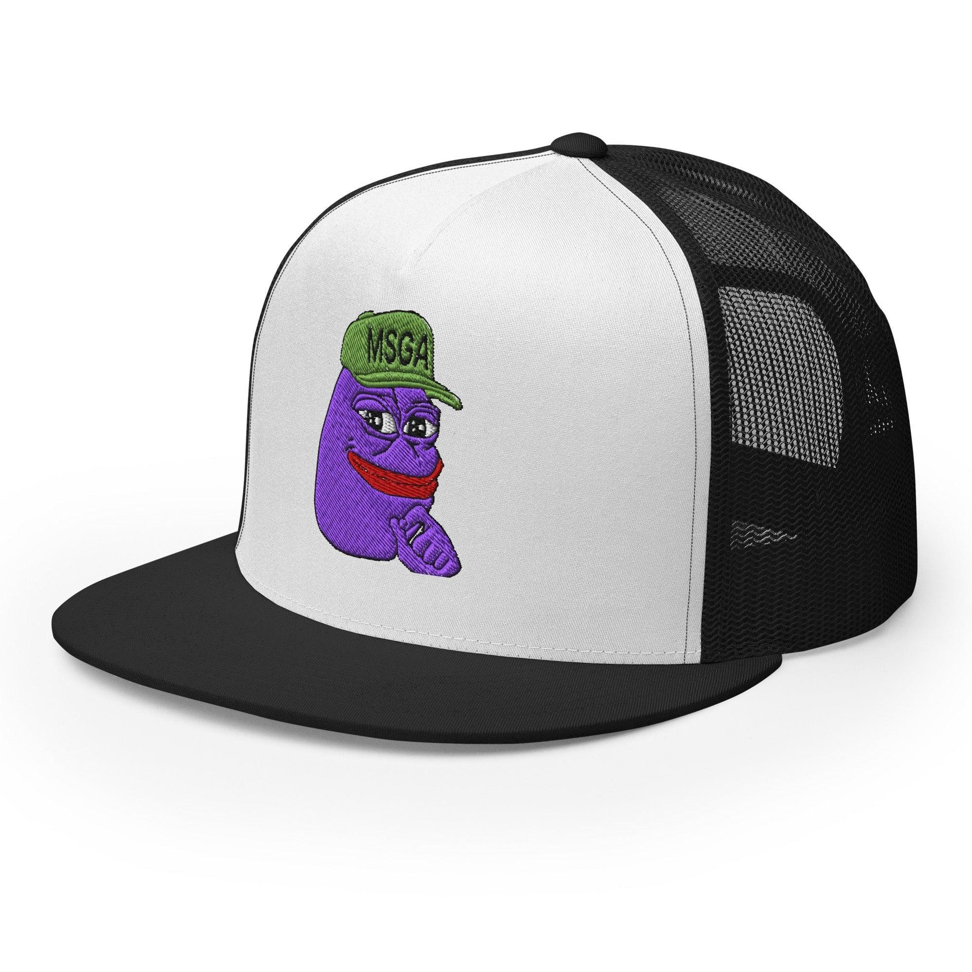 $PURPE Purple Pepe Embroidered Flat Bill Brim Mesh Trucker Hat Crypto Funny Snapback Hats Trucker Hats