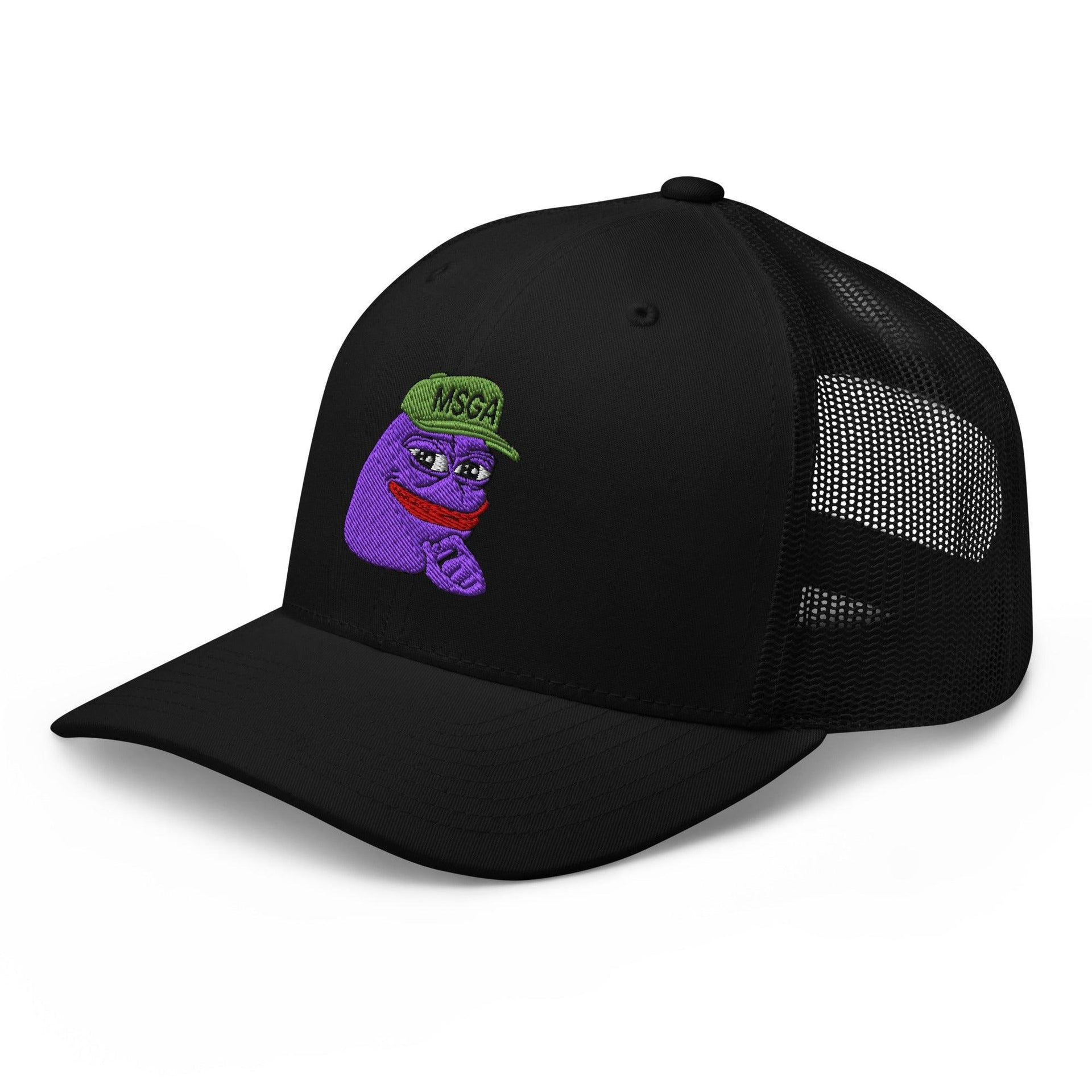 $PURPE Purple Pepe Embroidered Mesh Trucker Hat Capital Crowns Crypto Funny Trucker Hats