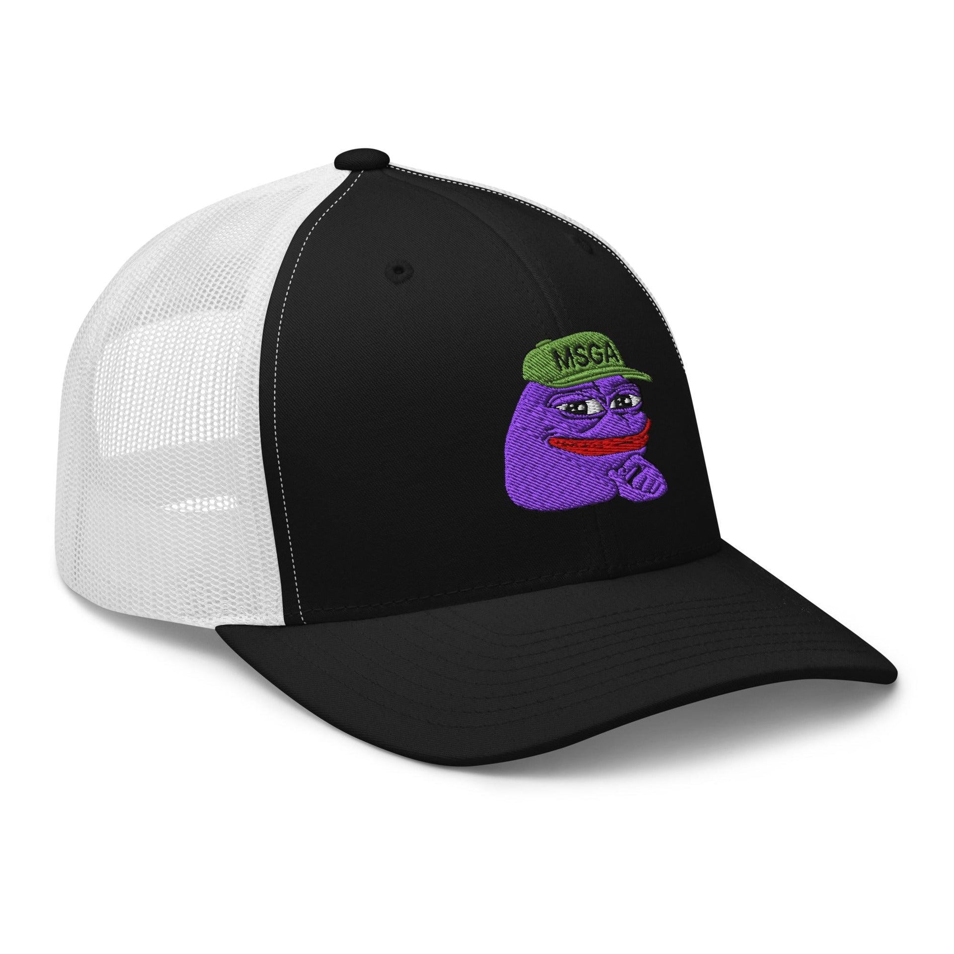 $PURPE Purple Pepe Embroidered Mesh Trucker Hat Capital Crowns Crypto Funny Trucker Hats