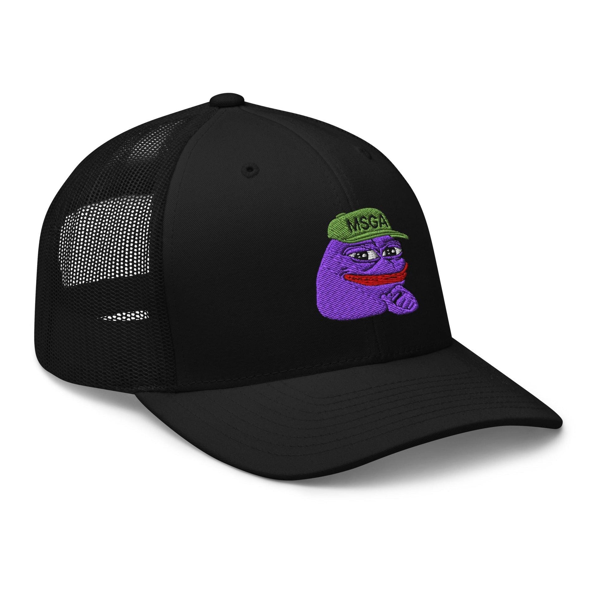 $PURPE Purple Pepe Embroidered Mesh Trucker Hat Capital Crowns Crypto Funny Trucker Hats