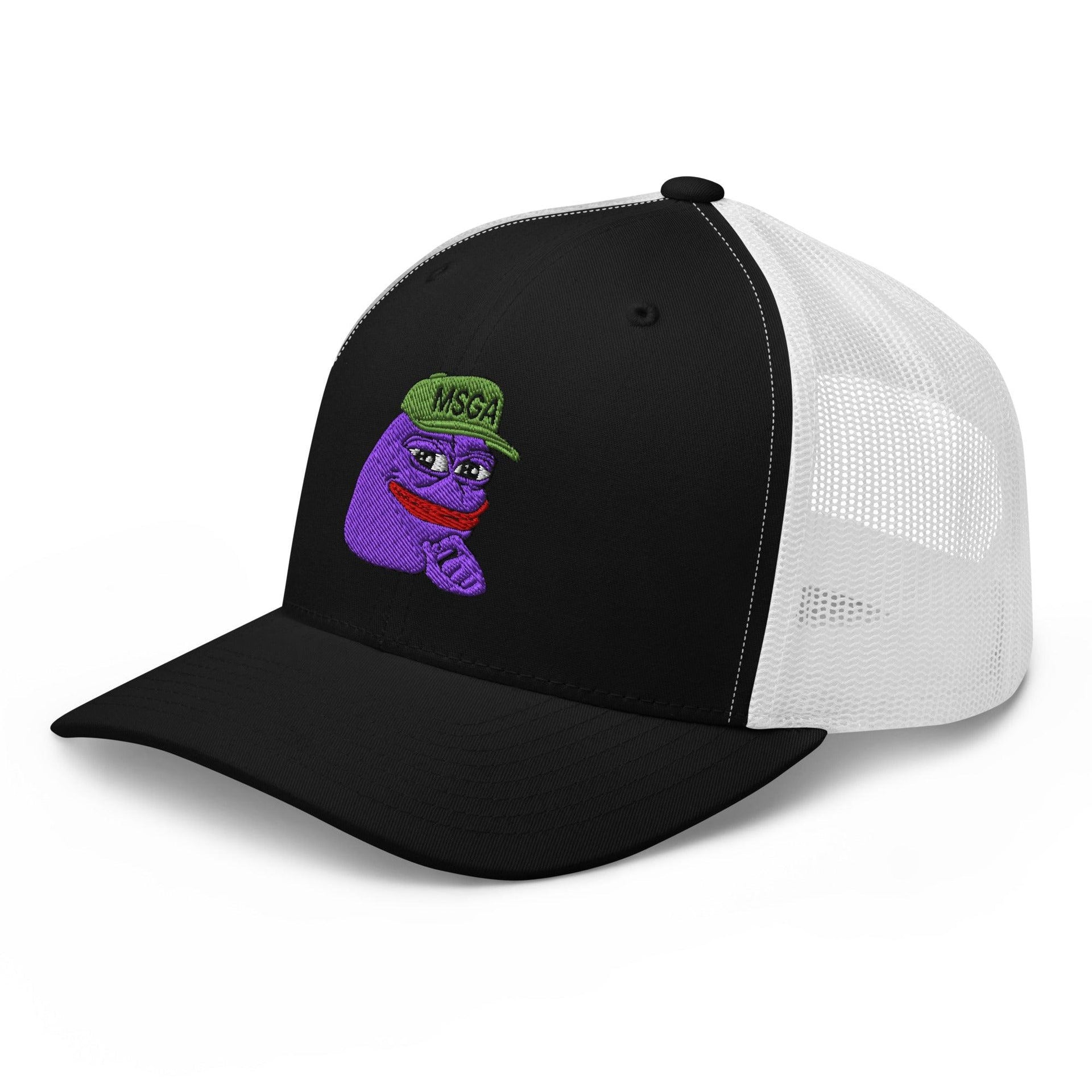 $PURPE Purple Pepe Embroidered Mesh Trucker Hat Capital Crowns Crypto Funny Trucker Hats