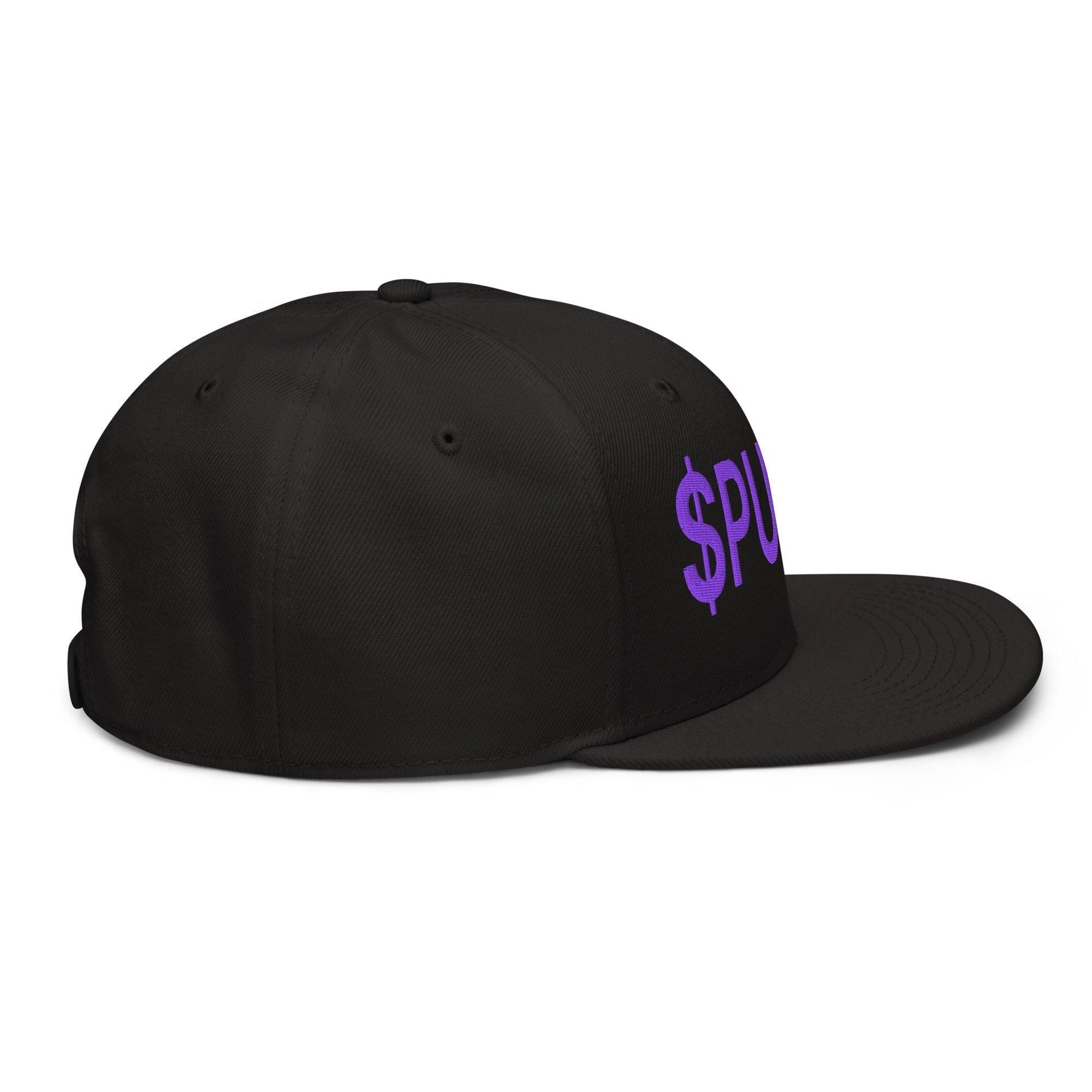 Purple Pepe $PURPE Embroidered Flat Bill Brim Snapback Hat Capital Crowns Crypto Funny Snapback Hats
