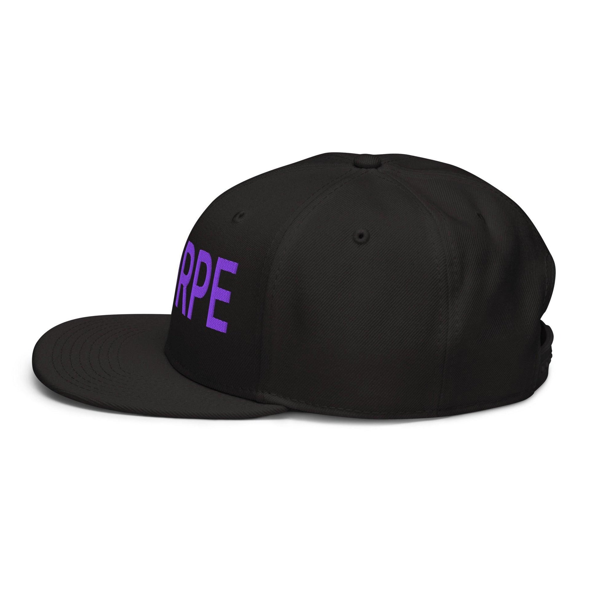 Purple Pepe $PURPE Embroidered Flat Bill Brim Snapback Hat Capital Crowns Crypto Funny Snapback Hats