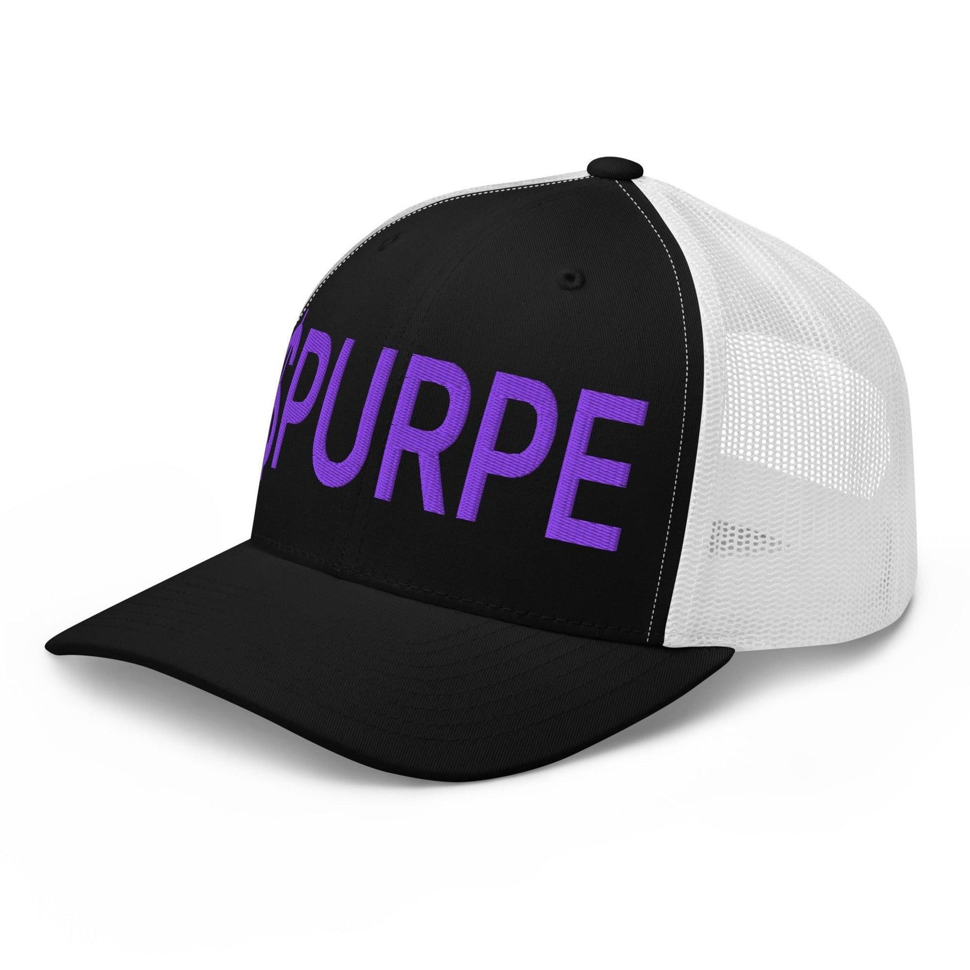 Purple Pepe $PURPE Embroidered Mesh Trucker Hat Capital Crowns Crypto Funny Trucker Hats