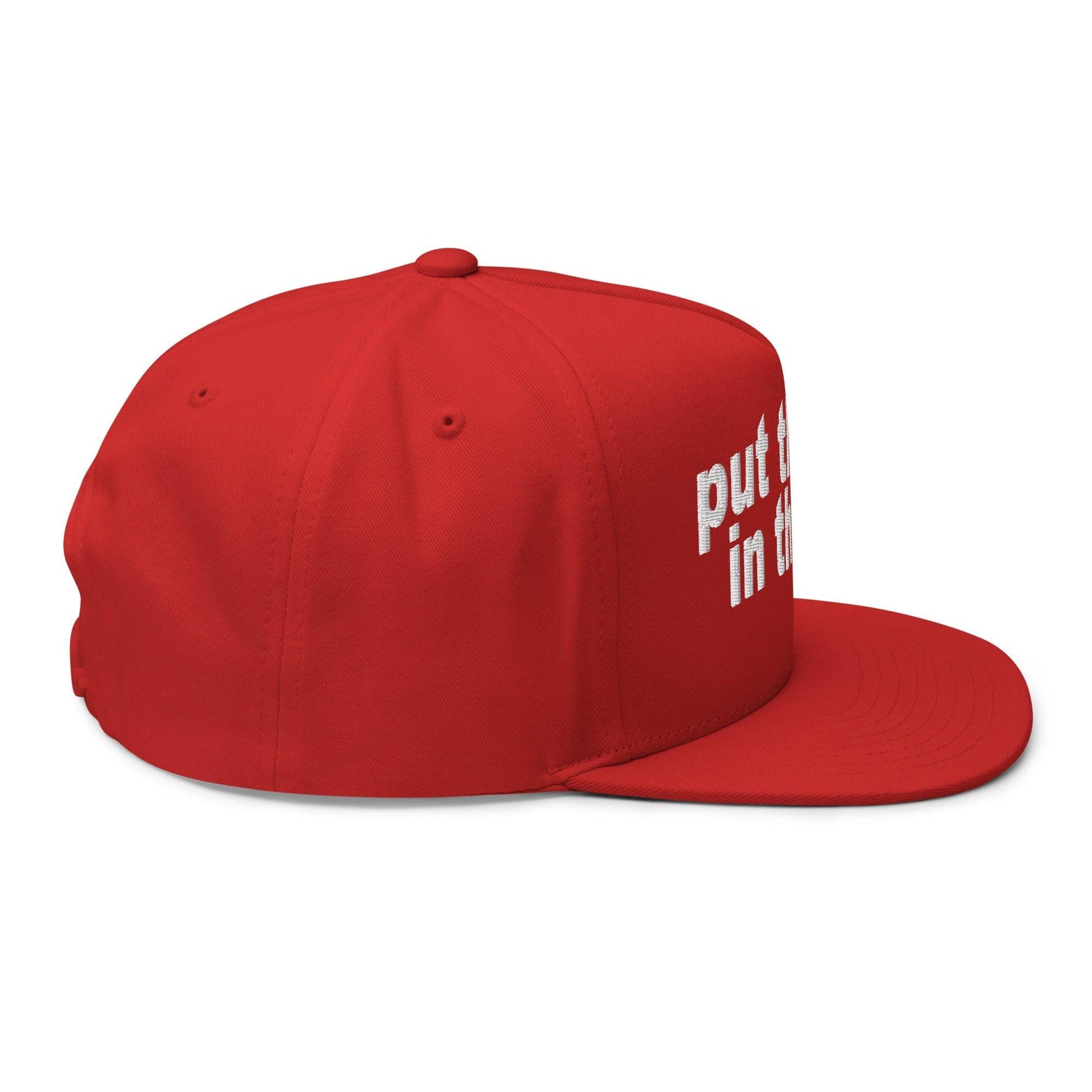 Put the Fries in the Bag Embroidered 5 Panel Flat Bill Brim Snapback Hat Capital Crowns Funny Snapback Hats