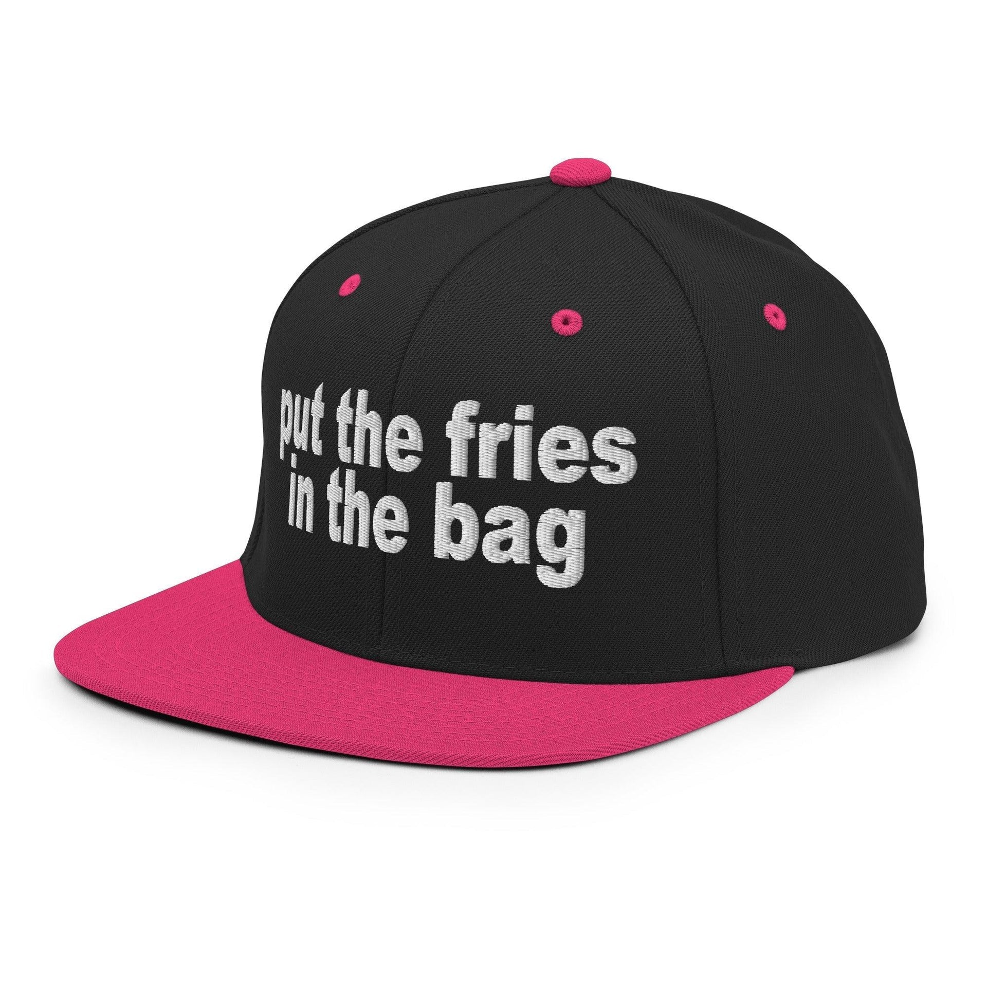 Put the Fries in the Bag Embroidered Flat Bill Brim Snapback Hat Capital Crowns Funny Snapback Hats