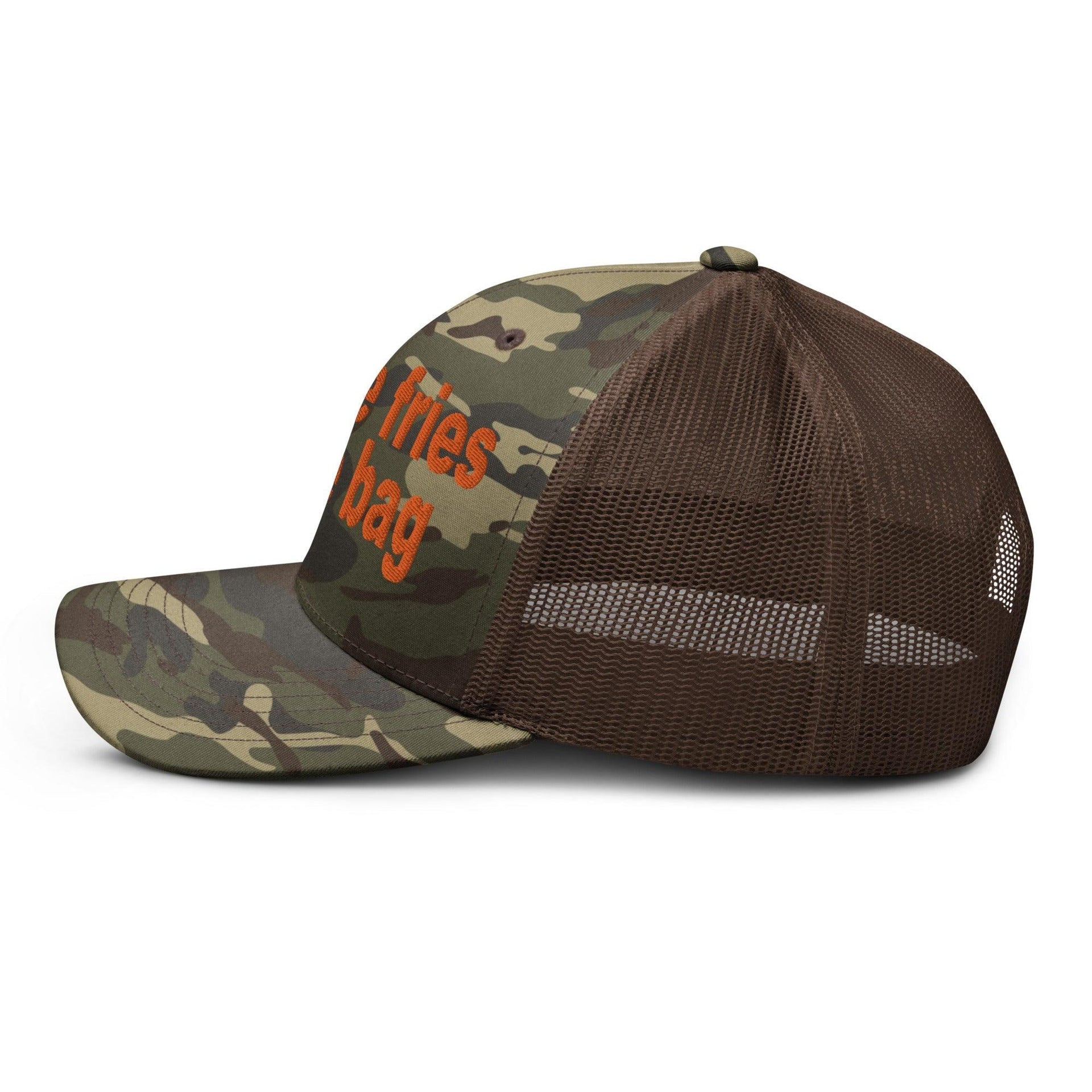 Put the Fries in the Bag Embroidered Orange Camo Trucker Hat Capital Crowns Funny Orange Camo Trucker Hats