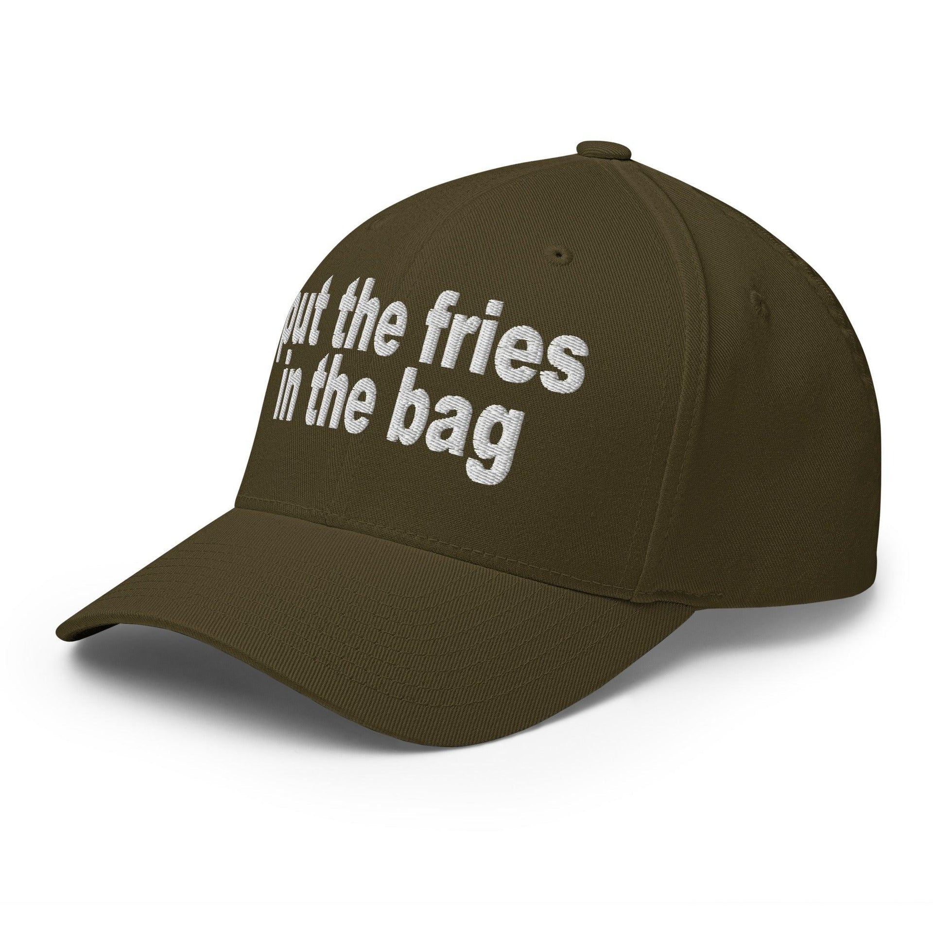 Put the Fries in the Bag Embroidered Stretch Fit Baseball Hat Capital Crowns Funny Stretch Fit