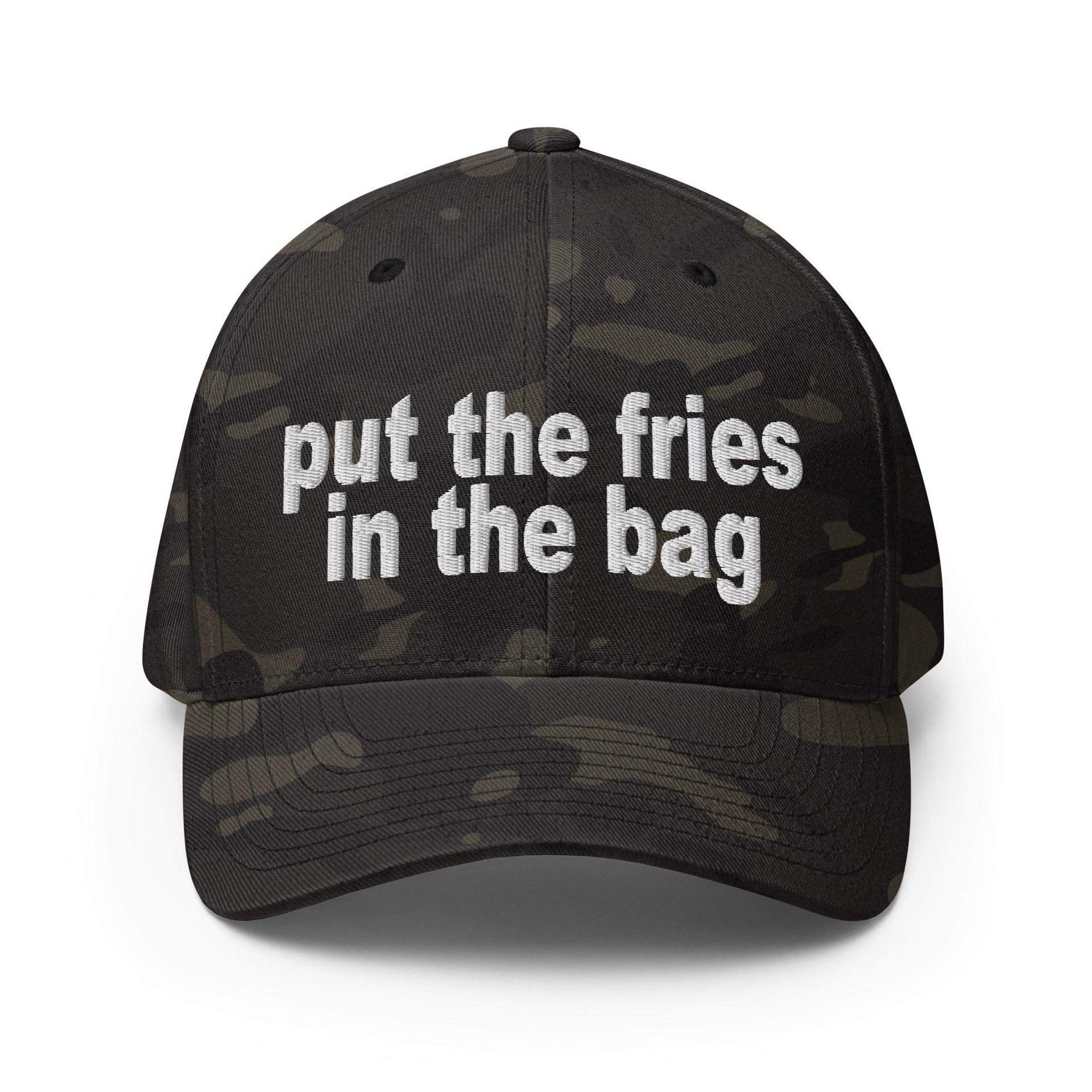 Put the Fries in the Bag Embroidered Stretch Fit Baseball Hat Multicam Black Capital Crowns Funny Stretch Fit