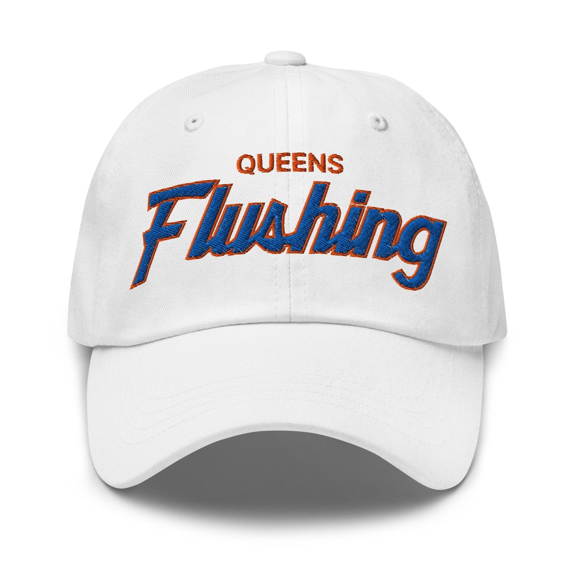 Queens Flushing NYC Vintage Sports Script Embroidered Dad Hat Default Title Capital Crowns Dad Hats New York City NY NYC
