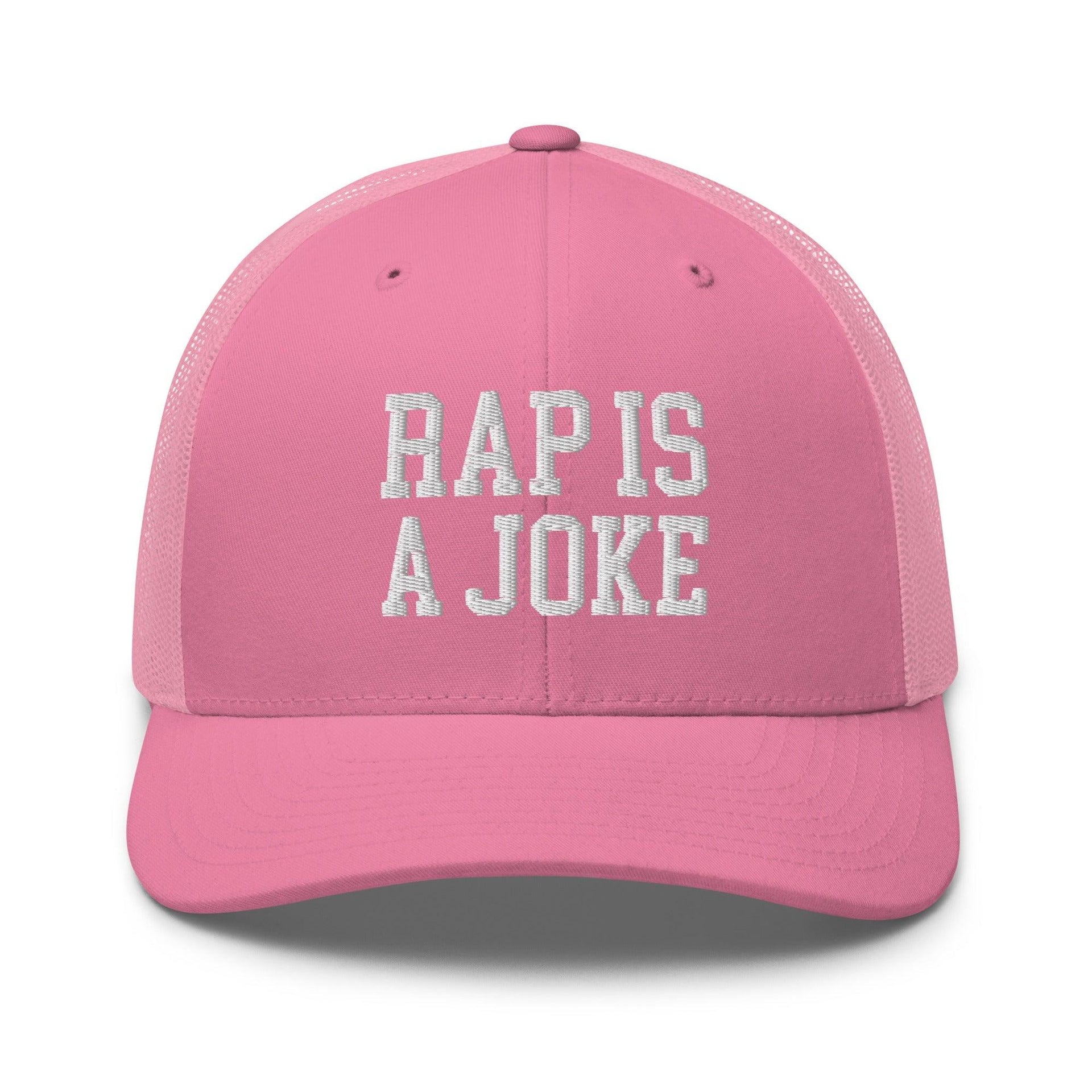 Rap is a Joke Retro Trucker Hat Pink Capital Crowns Funny Trucker Hats