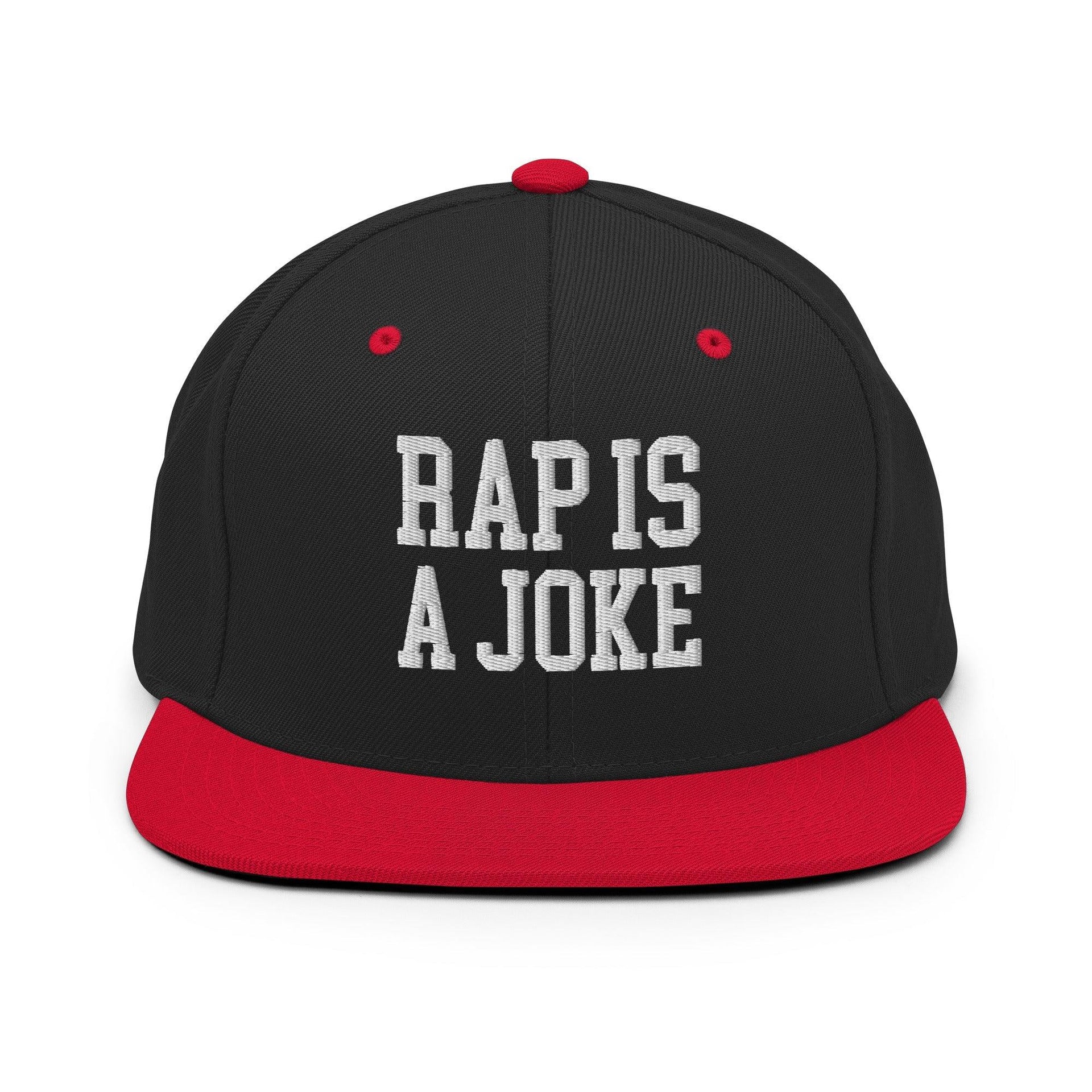 Rap is a Joke Snapback Hat Black Red Capital Crowns Funny Snapback Hats