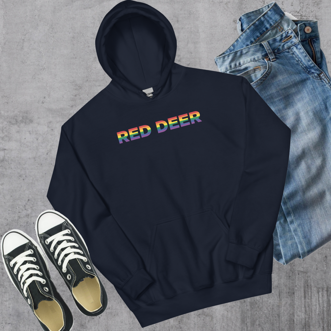 Red Deer Pride Hoodie Navy Alberta Canadian City Apparel