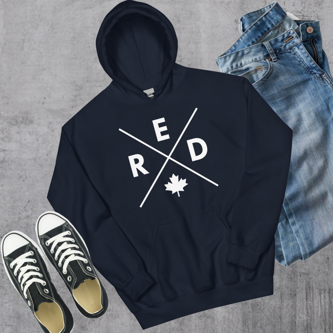 Red Deer X Hoodie Navy Alberta Canadian City Apparel