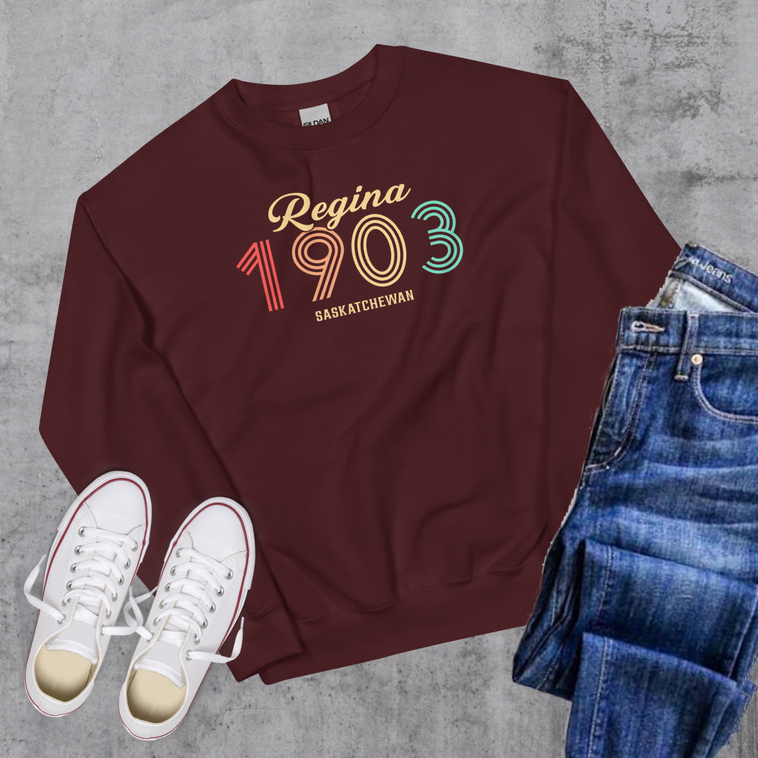 Regina Vintage Crewneck Maroon Canadian City Apparel