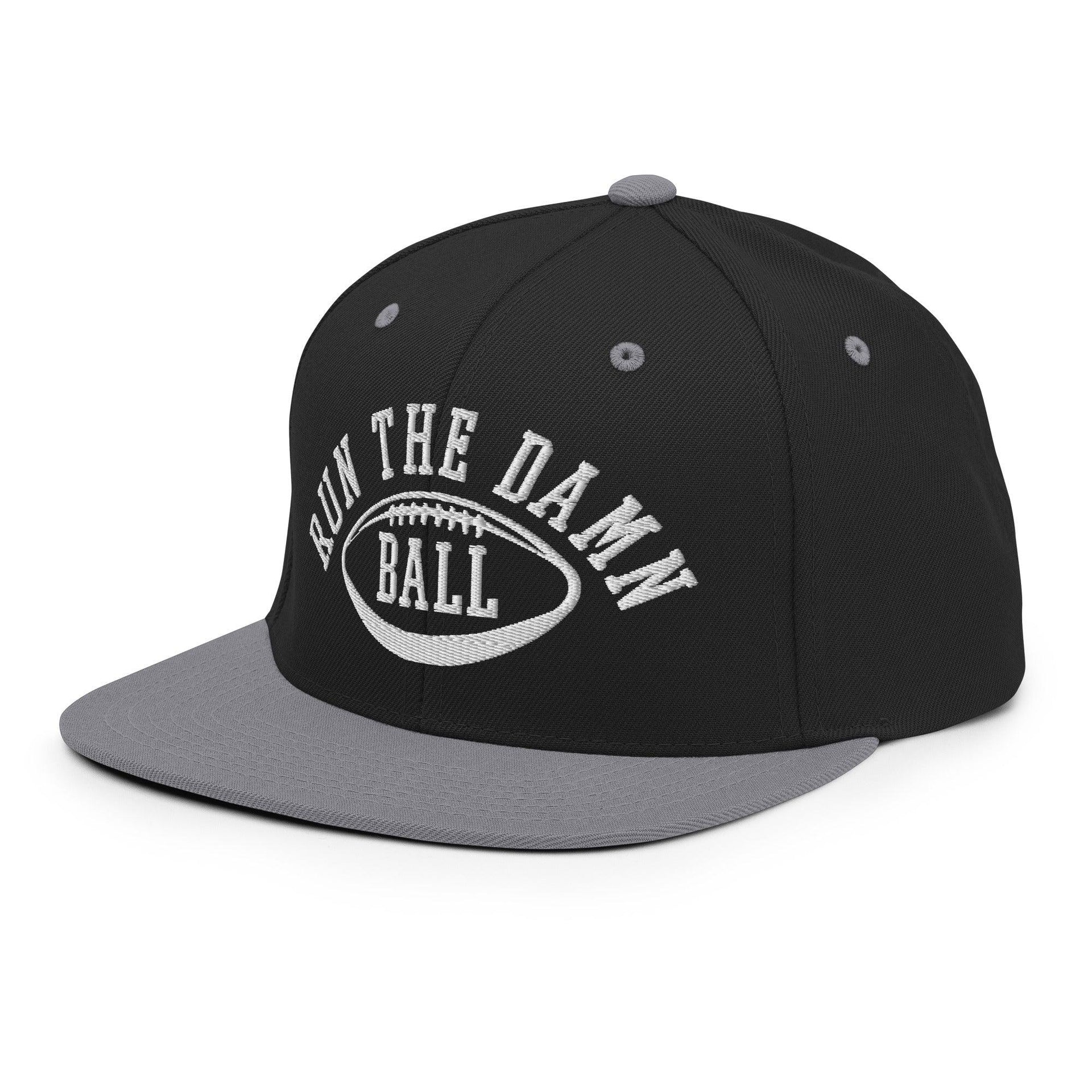 Run The Damn Ball Embroidered Flat Bill Brim Snapback Hat Capital Crowns Football Snapback Hats