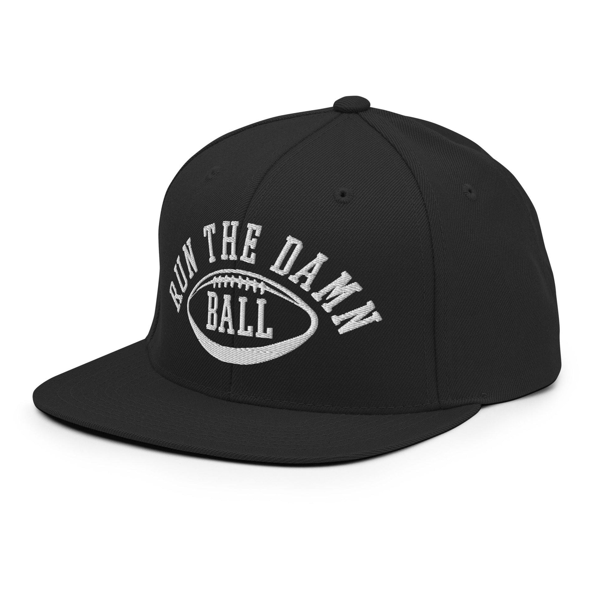 Run The Damn Ball Embroidered Flat Bill Brim Snapback Hat Capital Crowns Football Snapback Hats