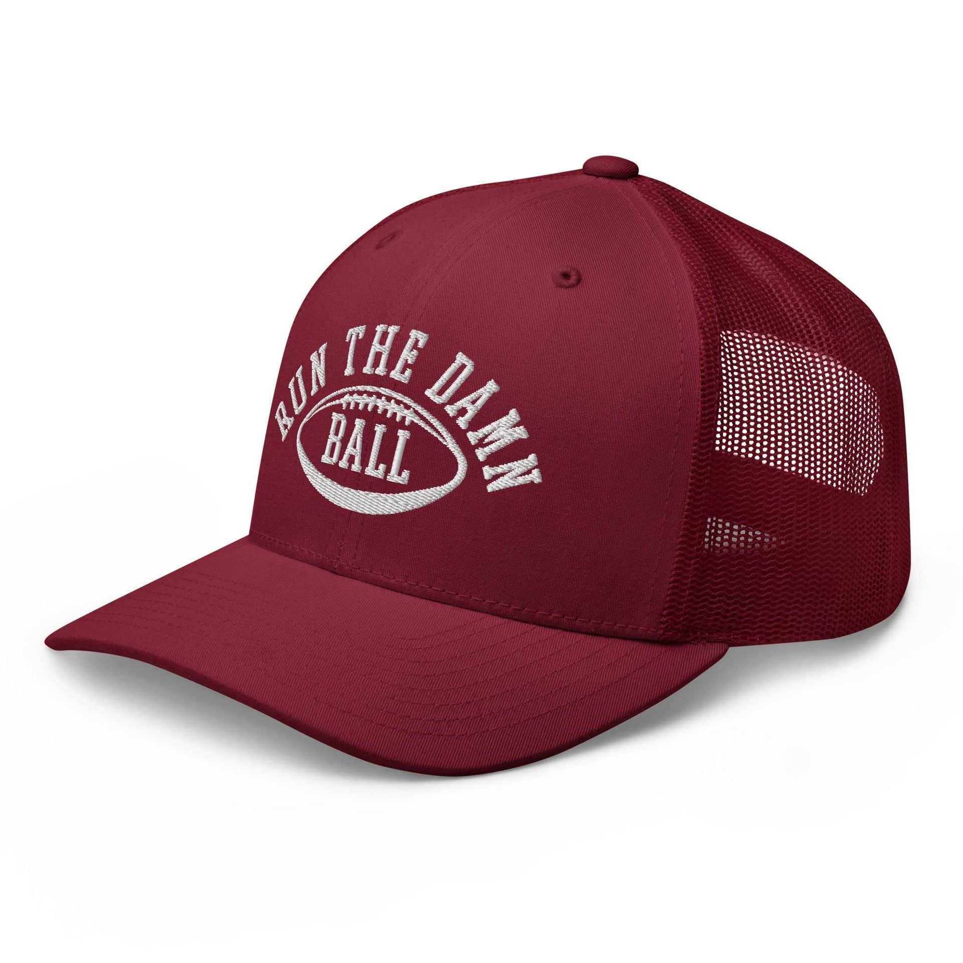 Run The Damn Ball Embroidered Mesh Trucker Hat Capital Crowns Football Trucker Hats
