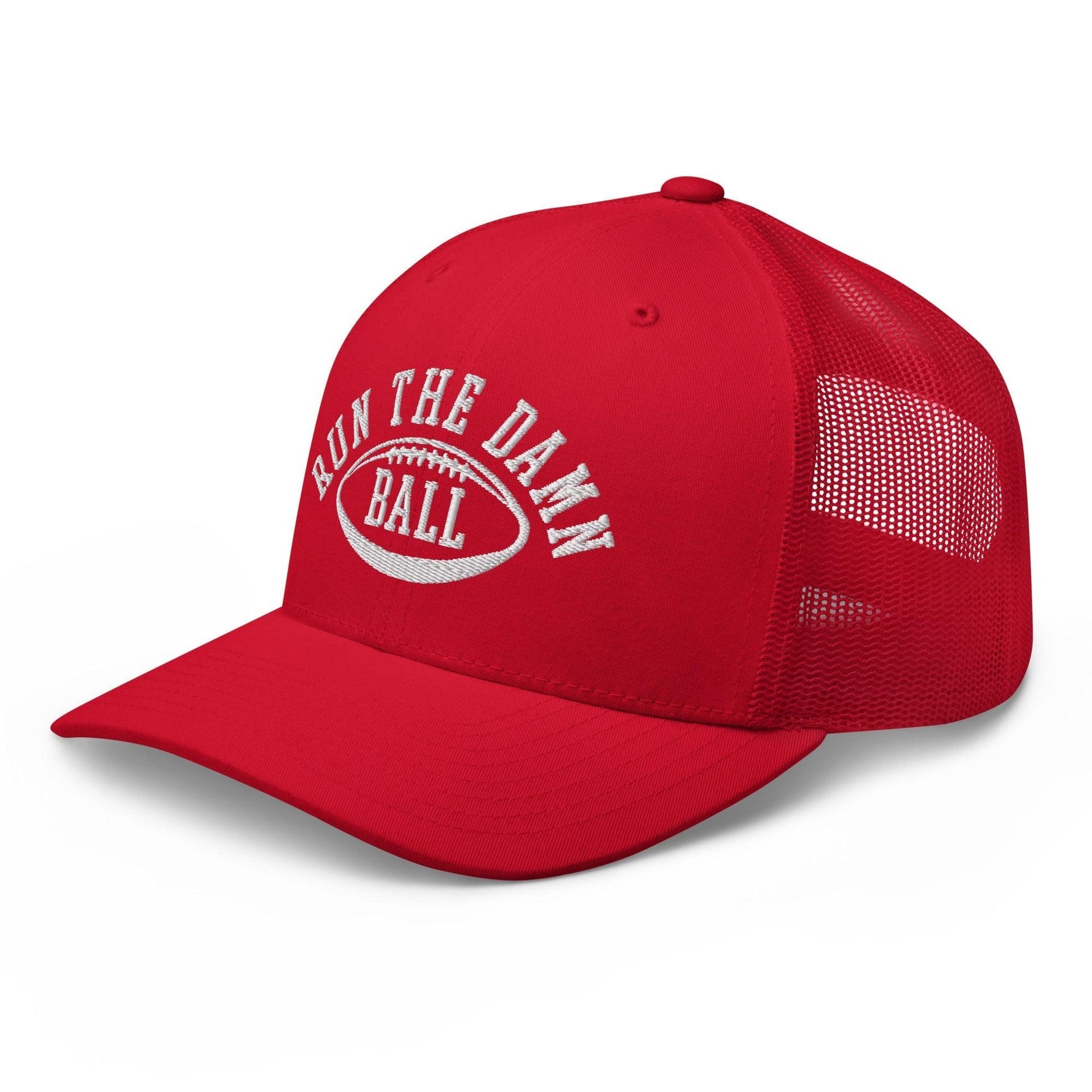 Run The Damn Ball Embroidered Mesh Trucker Hat Capital Crowns Football Trucker Hats