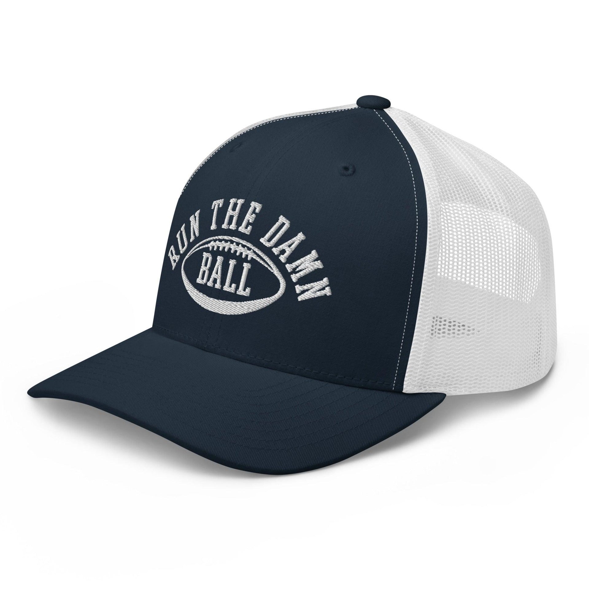 Run The Damn Ball Embroidered Mesh Trucker Hat Capital Crowns Football Trucker Hats